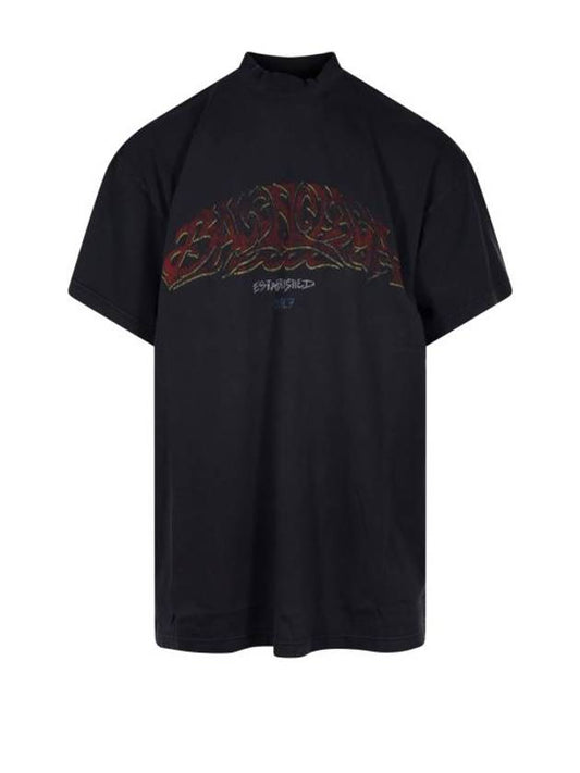 Luxury Balenciaga Offshore Oversized Short Sleeve T-Shirt Black Faded