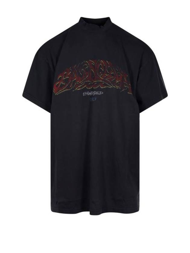 Luxury Balenciaga Offshore Oversized Short Sleeve T-Shirt Black Faded