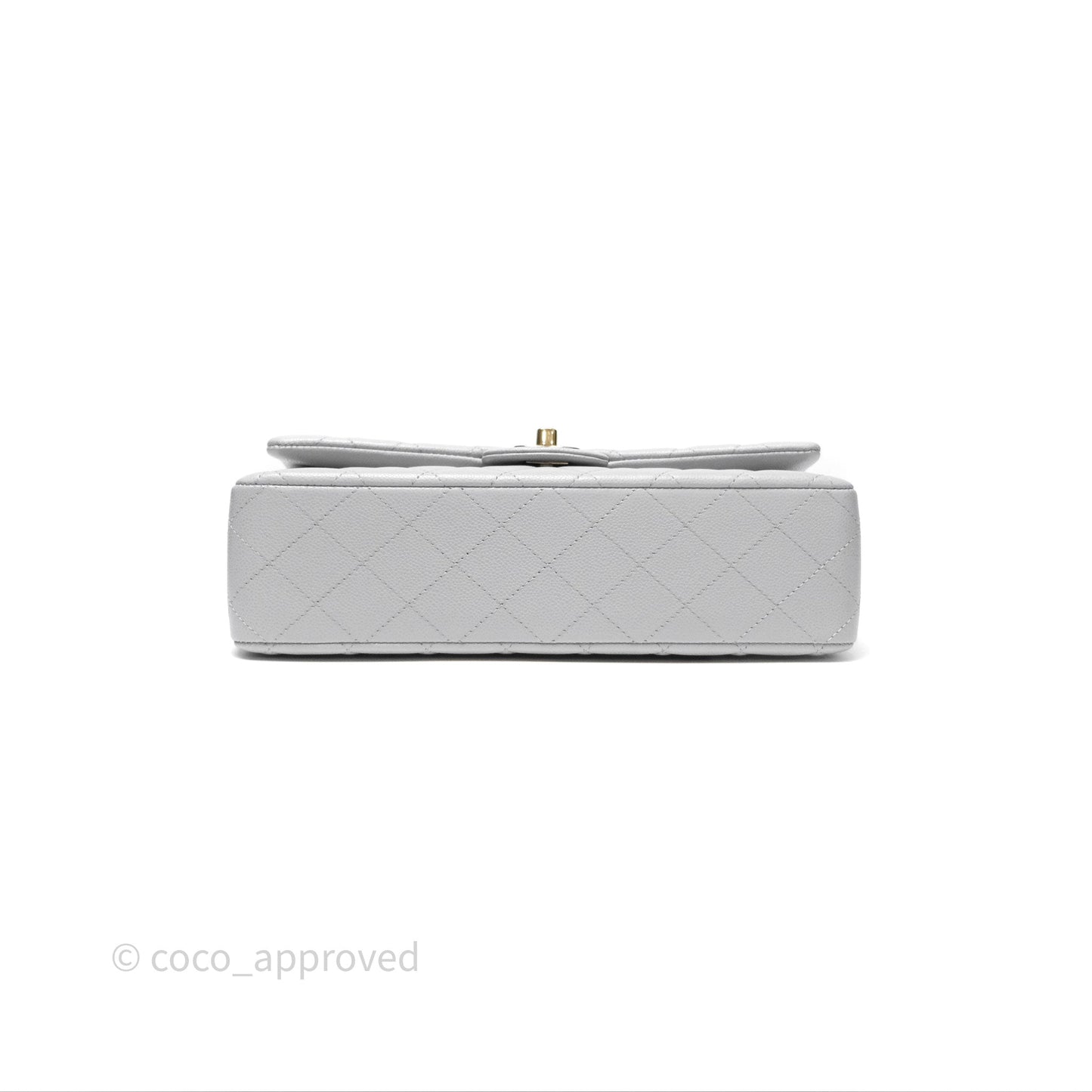 Chanel M/L Medium Classic Flap Quilted Grey Caviar Gold Hardware