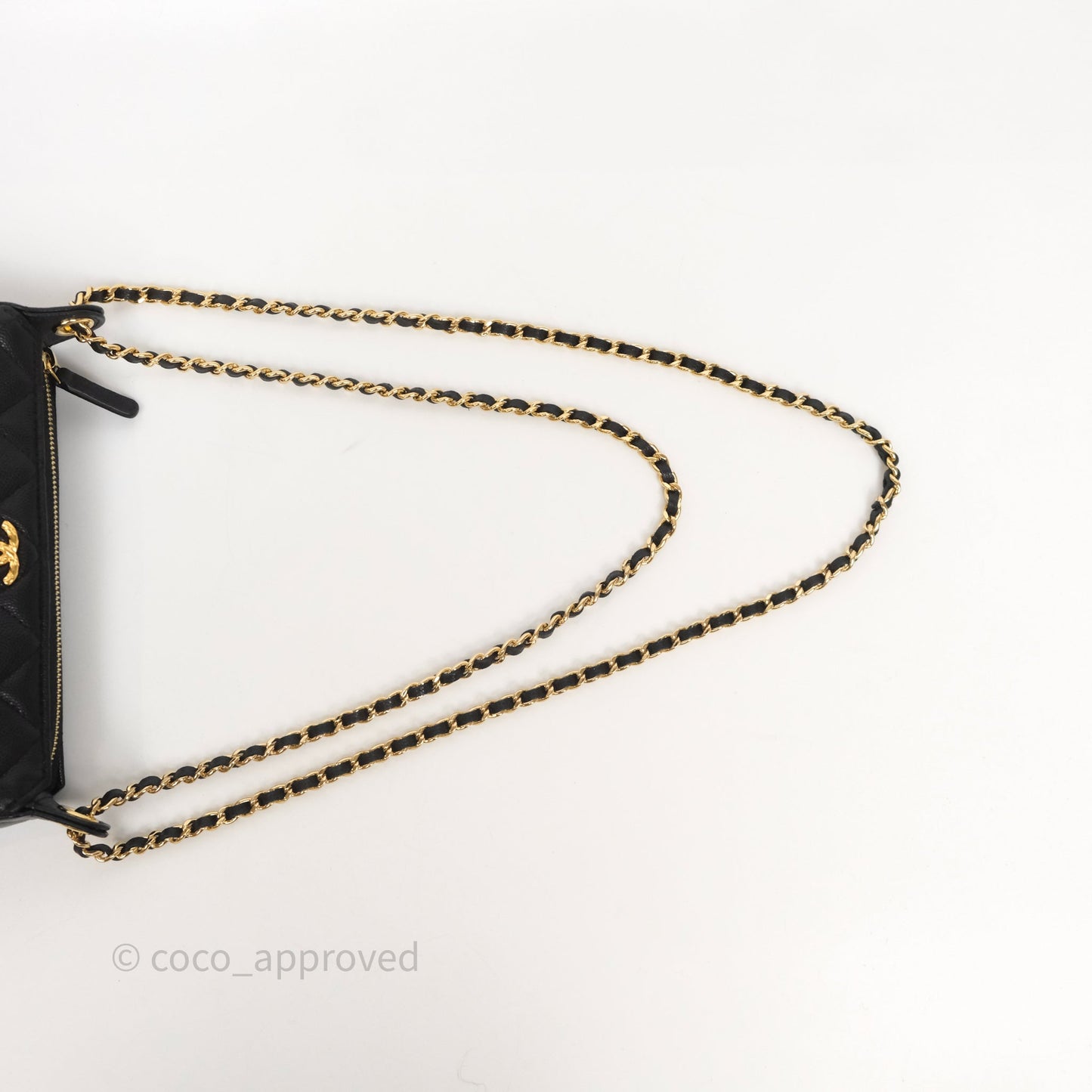 Chanel Clutch on Chain Black Caviar Gold Hardware 25A