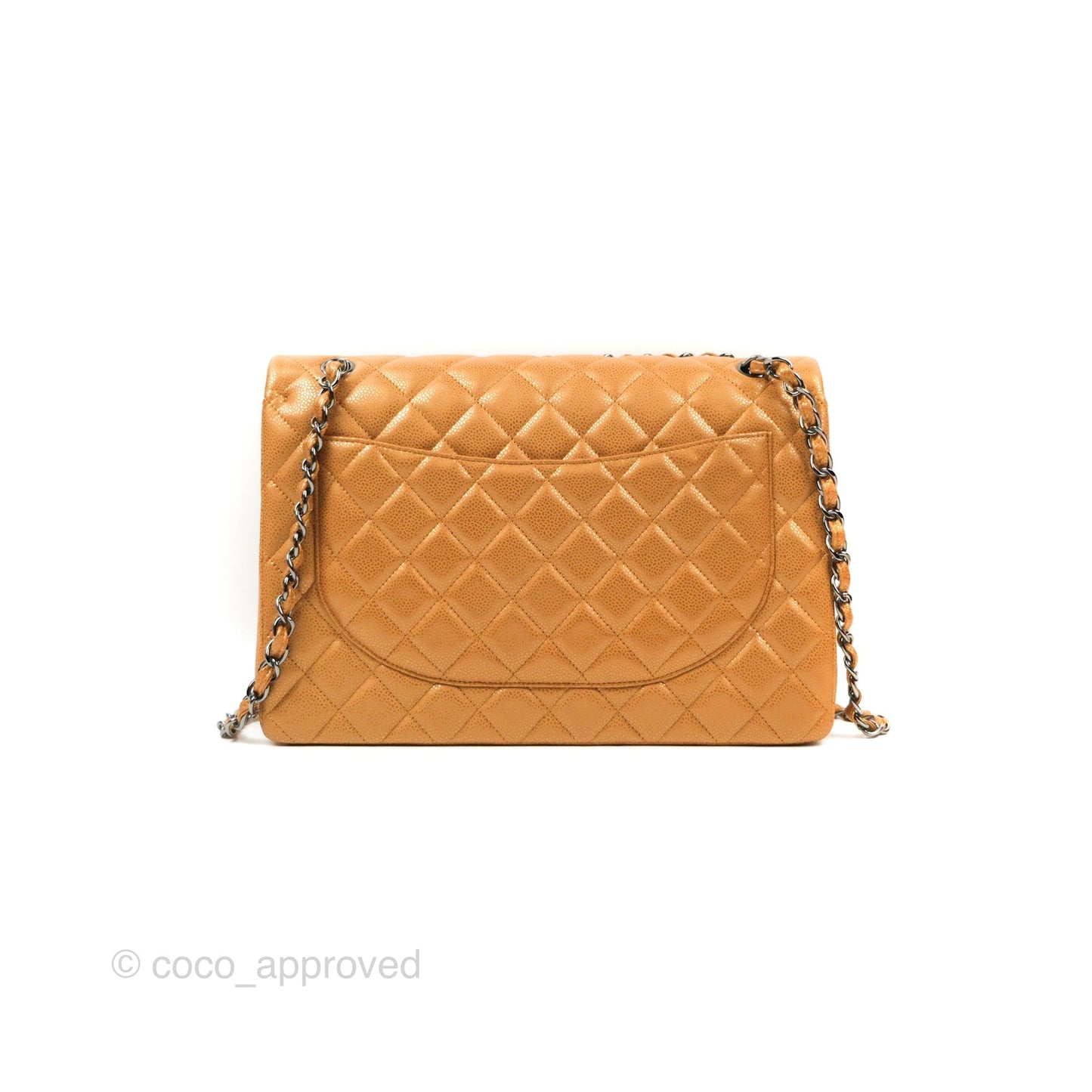 Chanel Quilted Maxi Double Flap Bronze Caviar Dark Silver Hardware