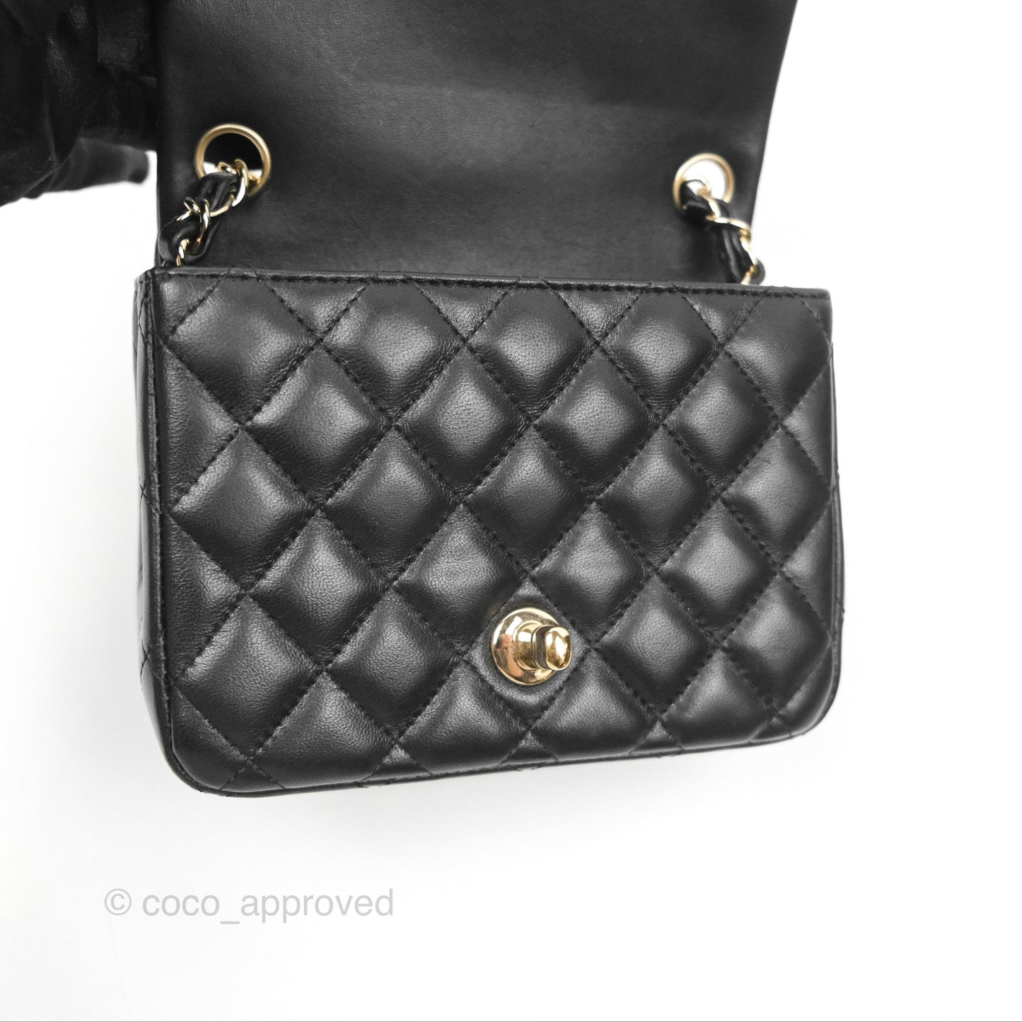 Chanel Mini Square Quilted Black Lambskin Gold Hardware