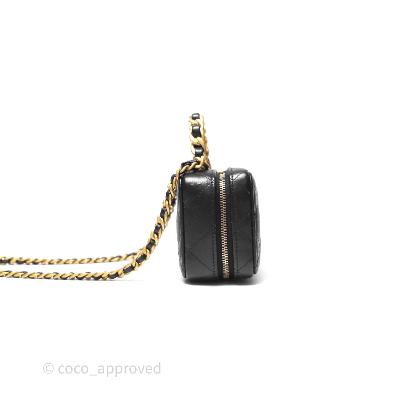 Chanel Top Handle Vanity Case Black Lambskin Aged Gold Hardware 22A