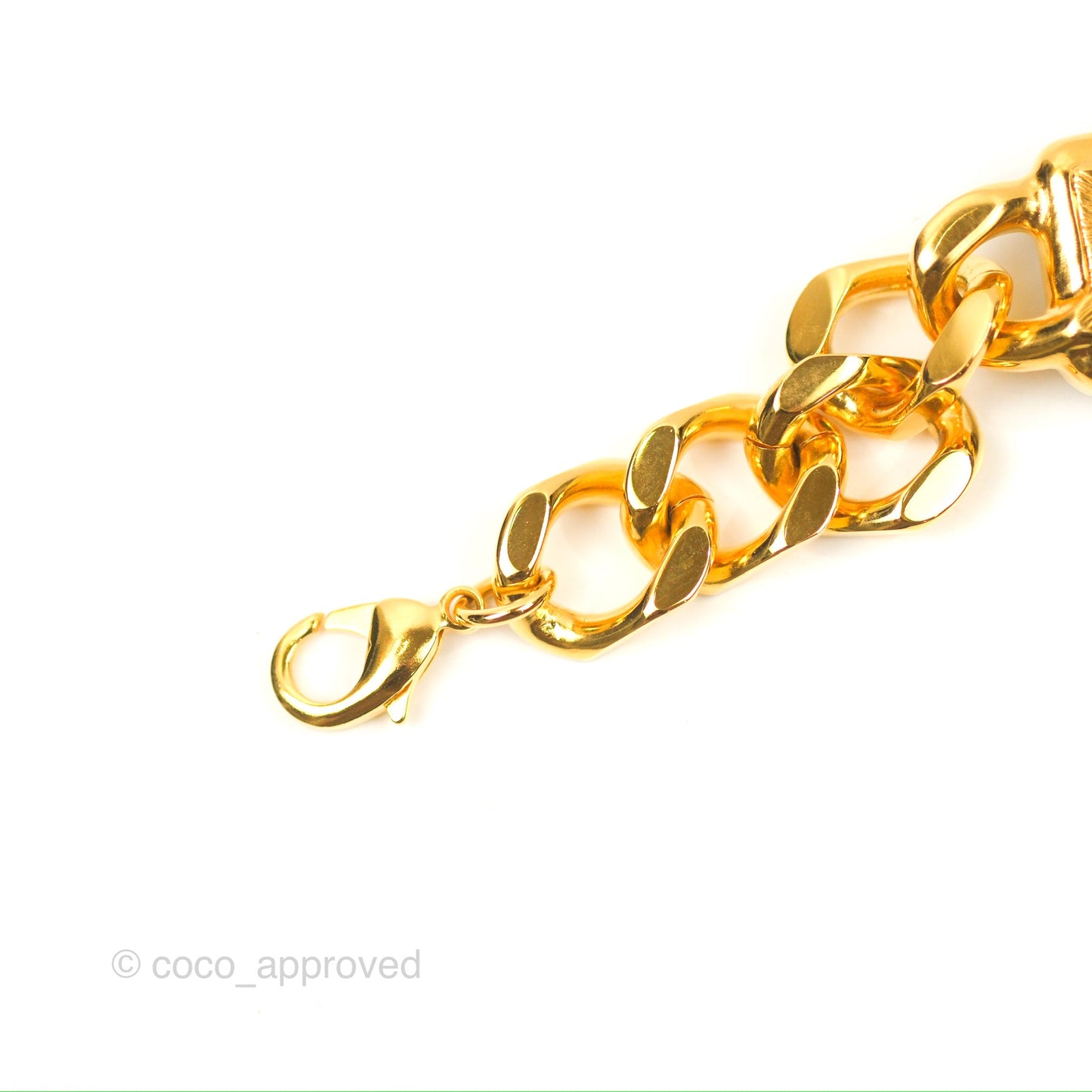 Chanel Chain CC Green Resin Bracelet Gold Tone 20K