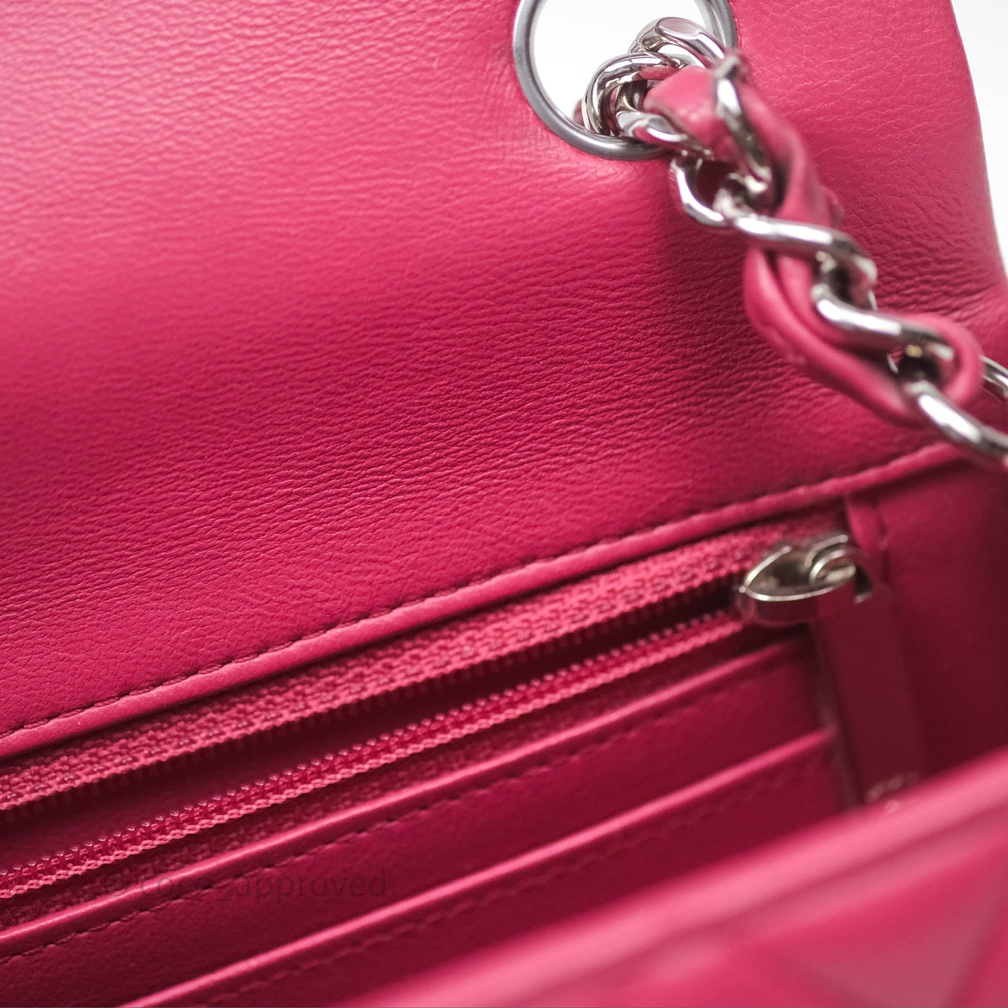 Chanel Quilted Mini Rectangular Flap Dark Pink Lambskin Silver Hardware