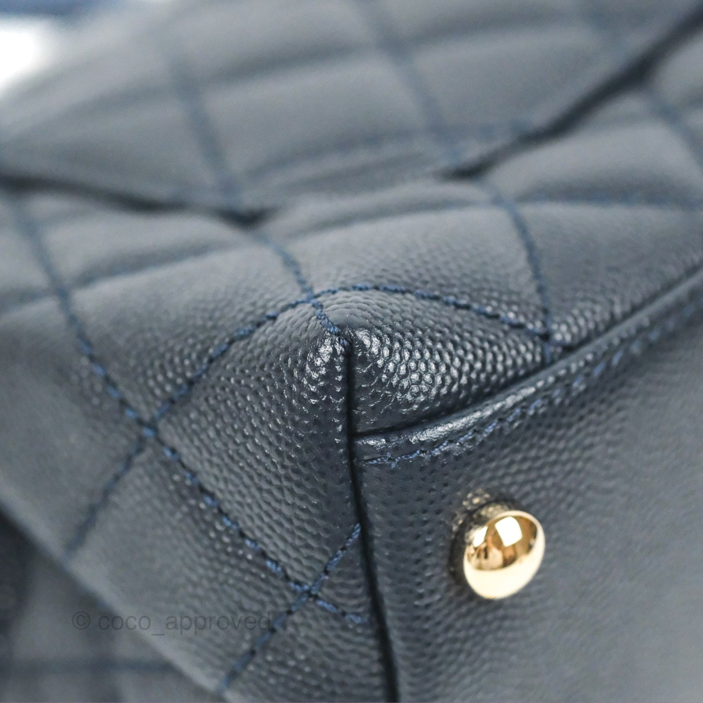 Chanel Mini Coco Handle Quilted Navy Caviar Gold Hardware