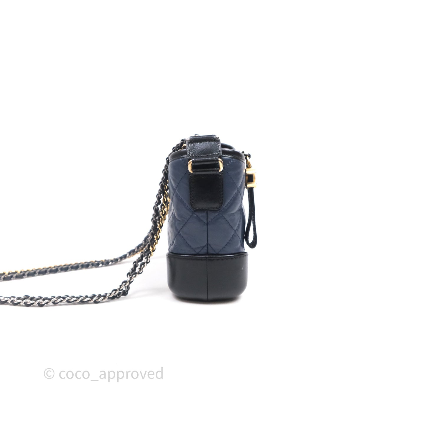 Chanel Quilted Small Gabrielle Hobo Navy Black Aged Calfskin Mixed Hardware