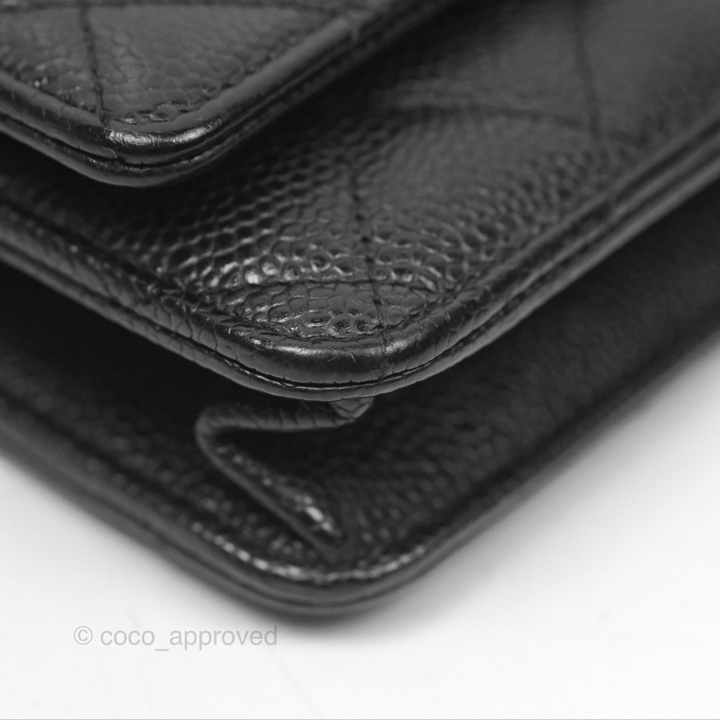 Chanel Classic Quilted Wallet On Chain WOC Black Caviar Gold Hardware