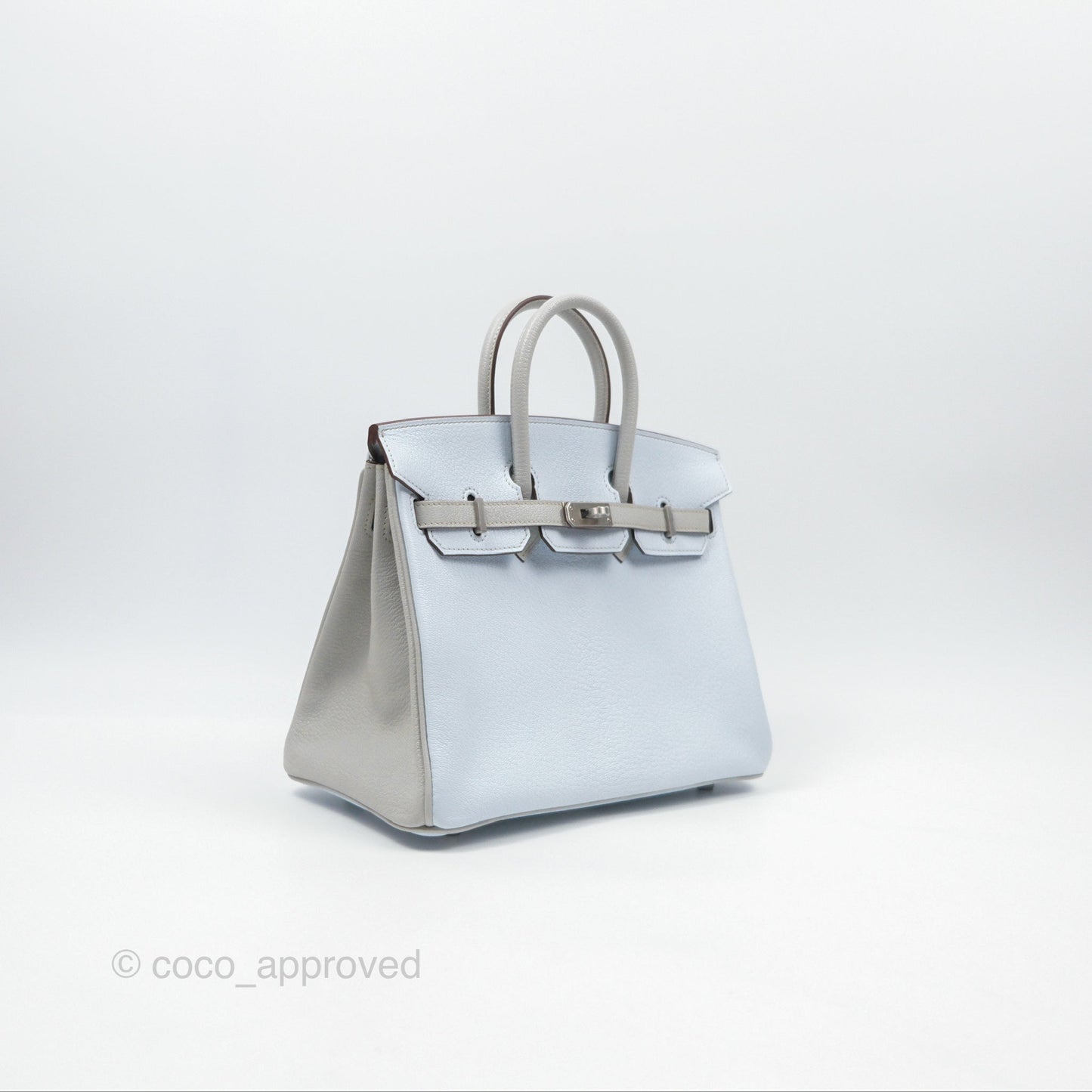 Hermès Birkin 25 Retourne HSS Blue Brume T0/ Gris Perle 80 Chevre Mysore Palladium Hardware