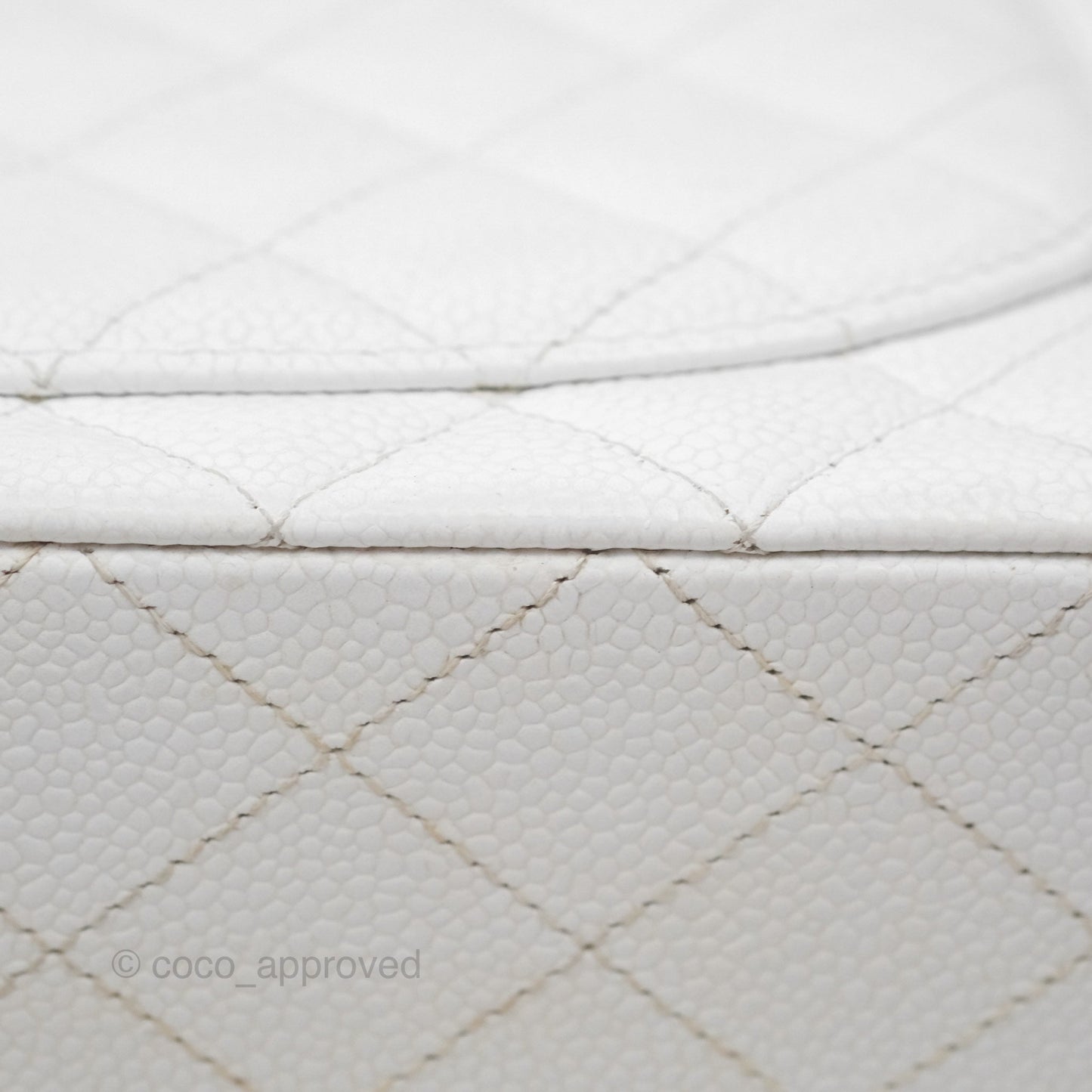 Chanel Classic M/L Medium Double Flap White Caviar Silver Hardware