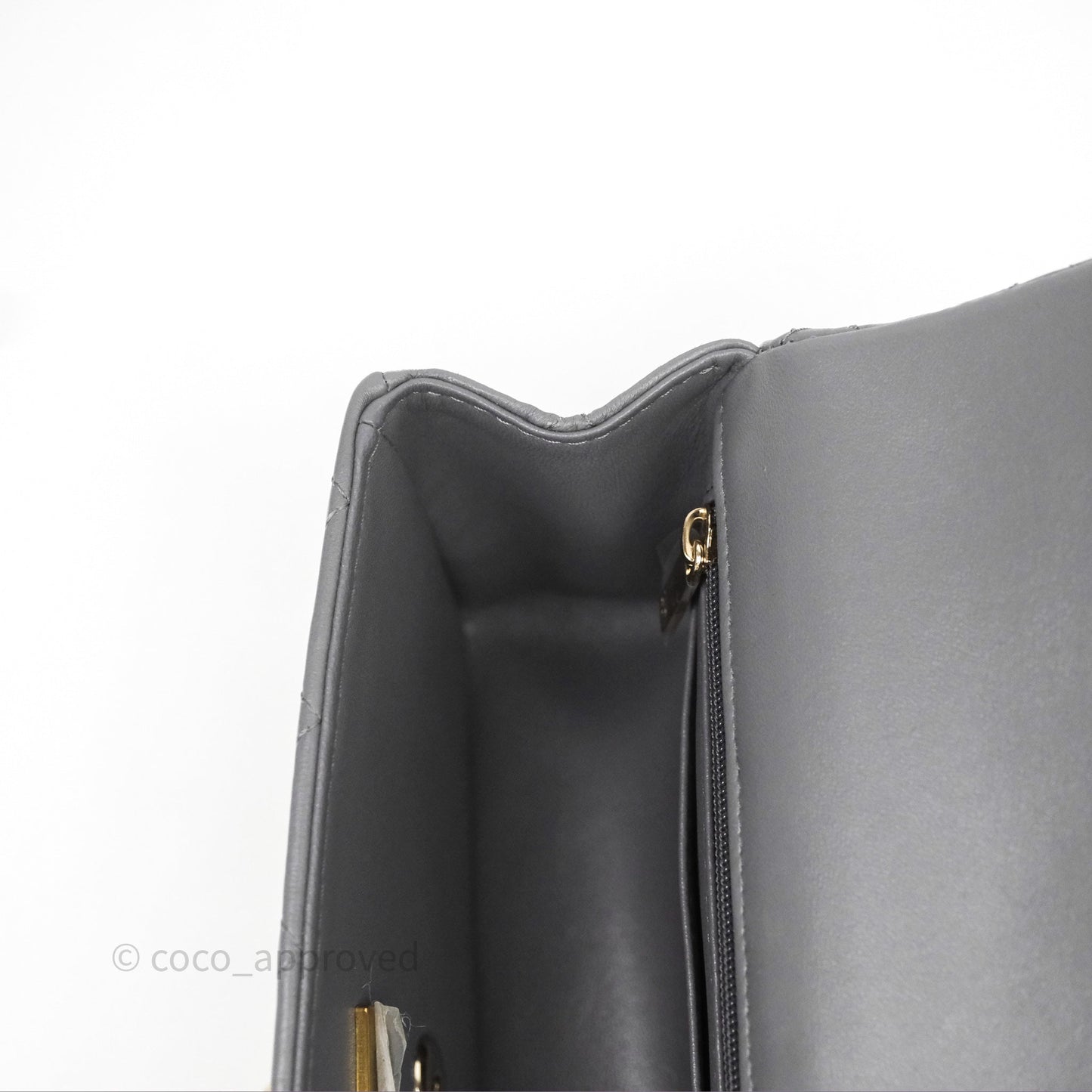 Chanel Chain Top Handle Mini Rectangular Flap Grey Lambskin Gold Hardware