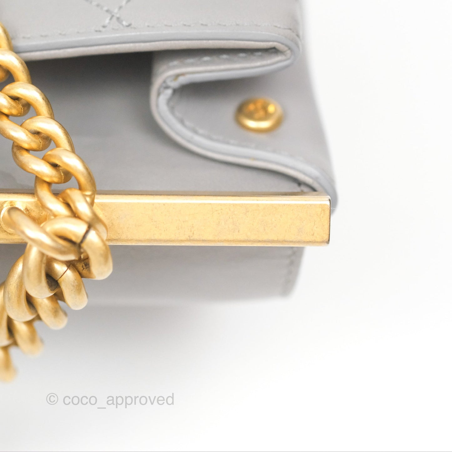 Chanel Small Quilted Coco Luxe Flap Bag Grey Calfskin Aged Gold Hardware