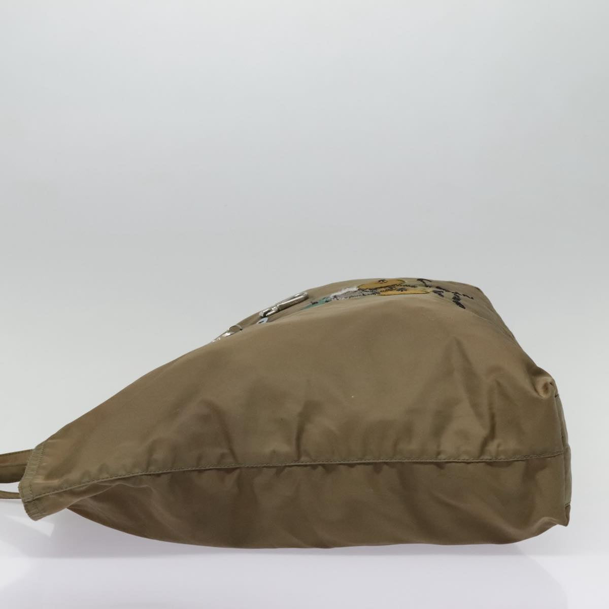 Luxury Prada Tote Bag Nylon Khaki Silver  89785