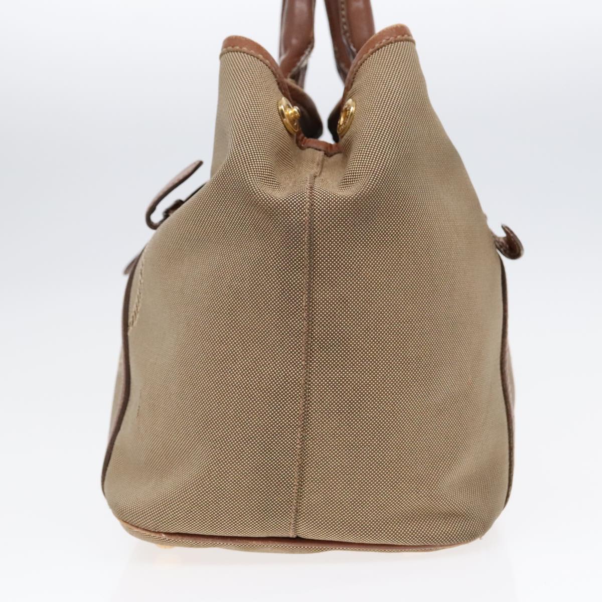 Luxury Prada Tote Bag Canvas Leather 2way Beige Gold  89786