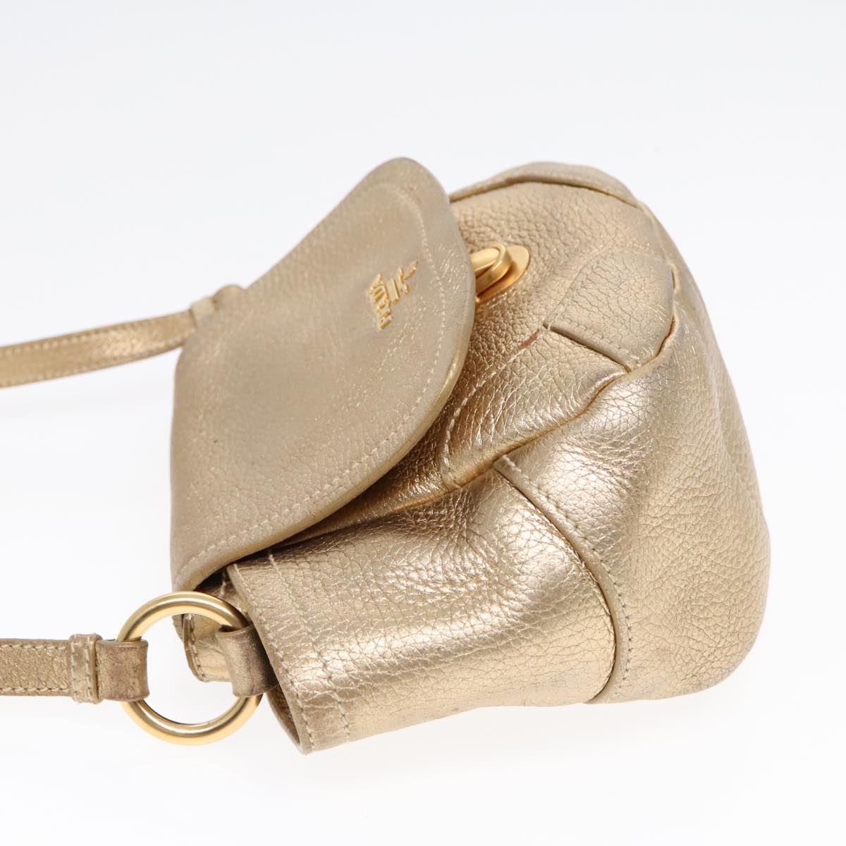 Luxury Prada Shoulder Bag Leather Gold  89788