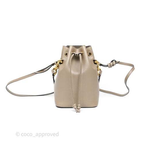 Fendi Mini Mon Tresor Bucket Bag Tortora Grained Calfskin