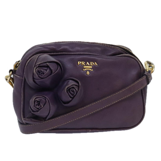 Luxury Prada Shoulder Bag Leather Purple  89794