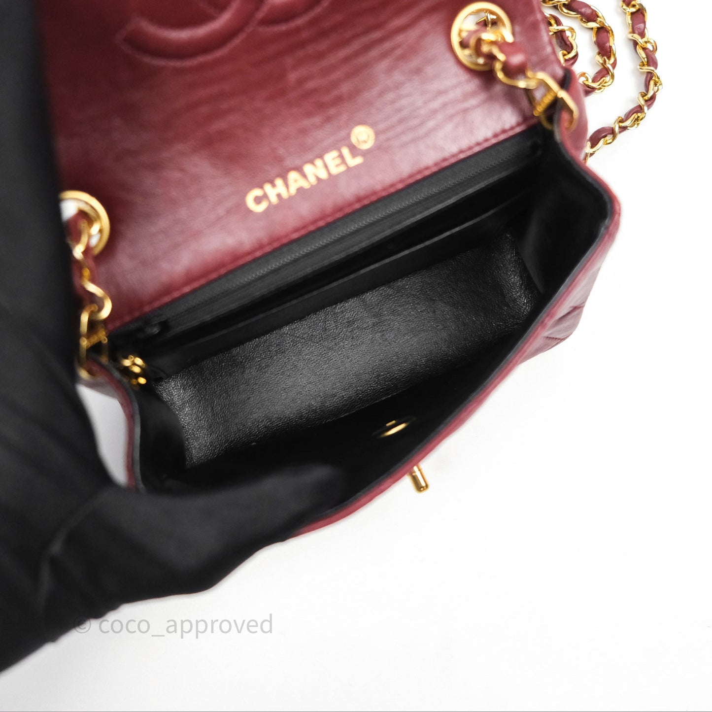 Chanel Vintage Mini Square Burgundy Lambskin 24K Gold Hardware