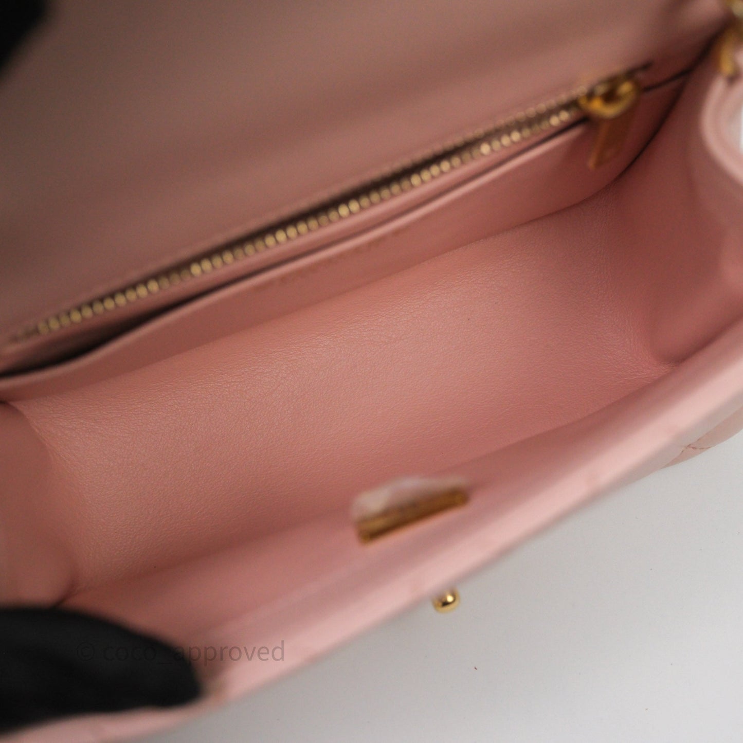 Chanel Pearl Crush Mini Square Quilted Pink Lambskin Aged Gold Hardware