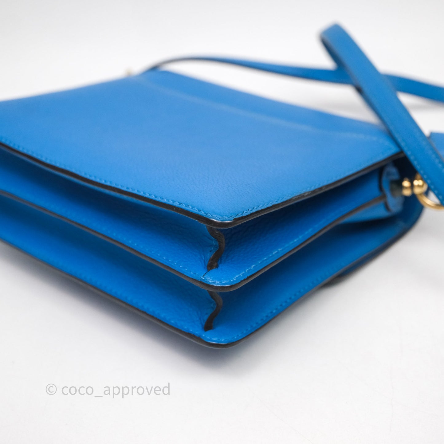 Hermès Roulis Mini 18 Bleu Zanzibar B3 Evercolor Gold Hardware