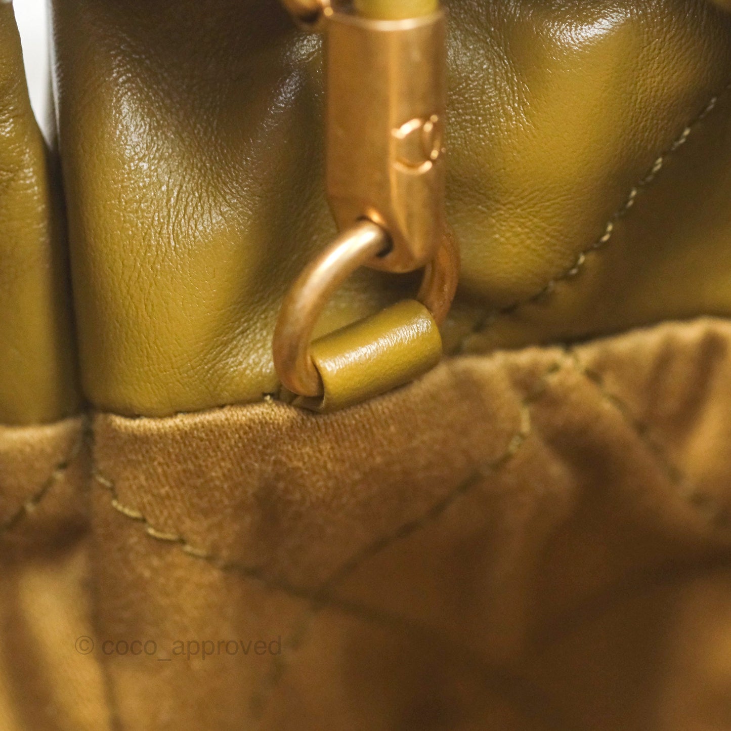 Chanel 22 Mini Bag Olive Shiny Crumpled Calfskin Aged Gold Hardware