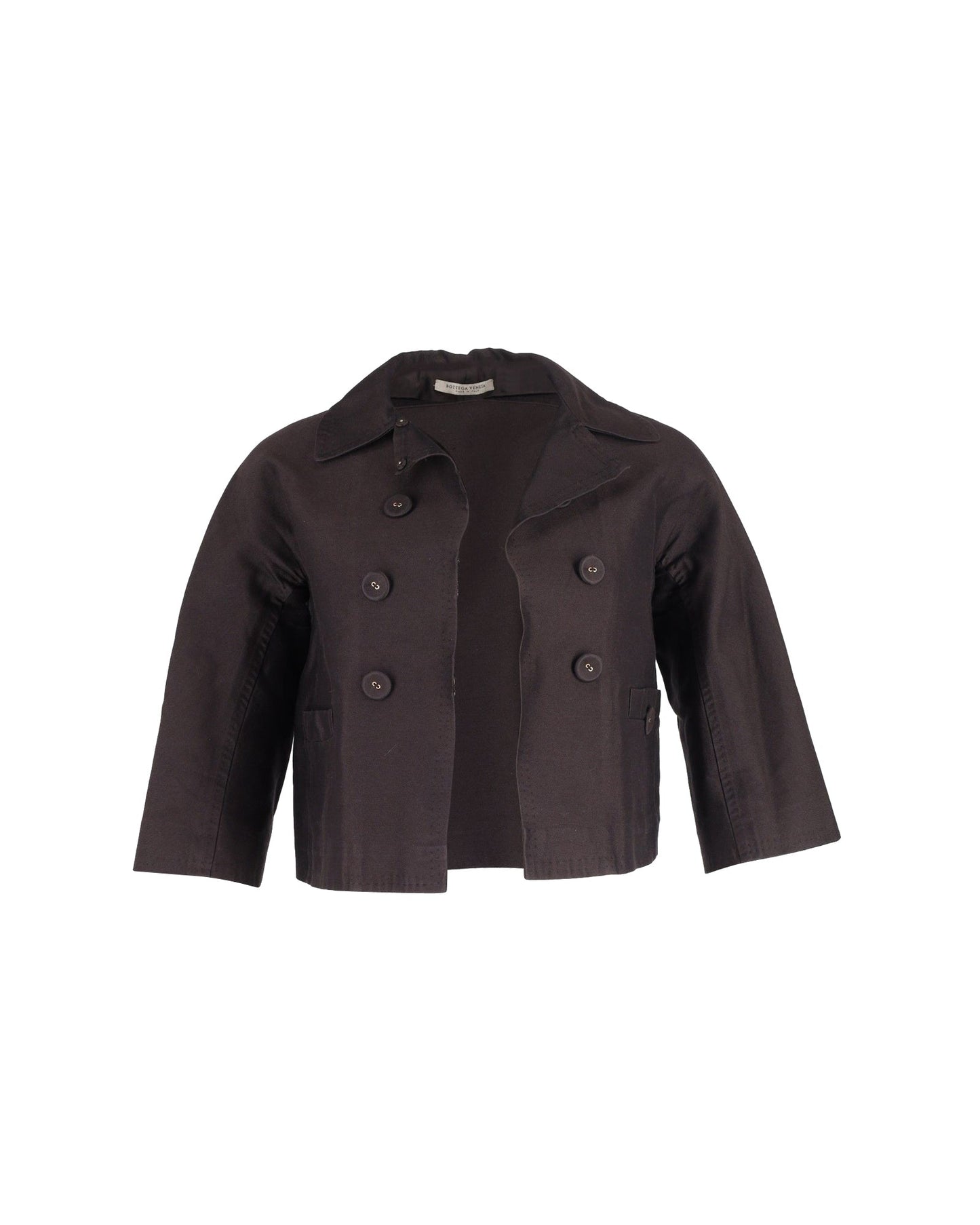 Luxury Bottega Veneta Cropped Bolero Jacket in Brown Cotton