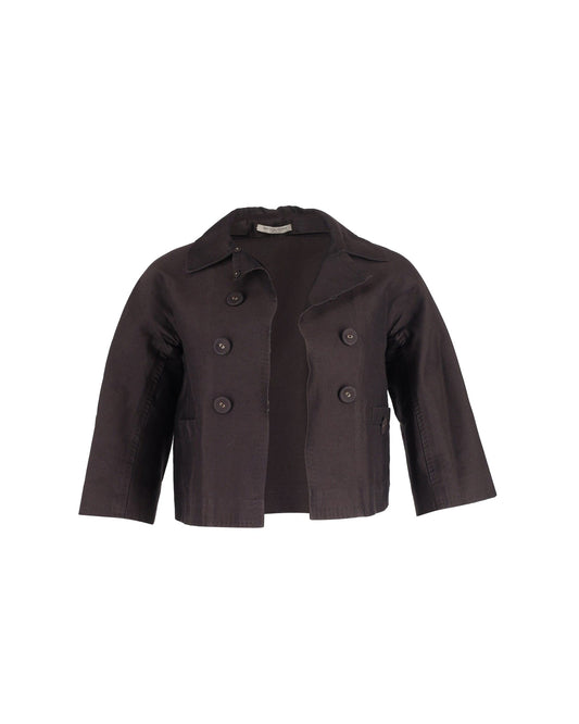 Luxury Bottega Veneta Cropped Bolero Jacket in Brown Cotton