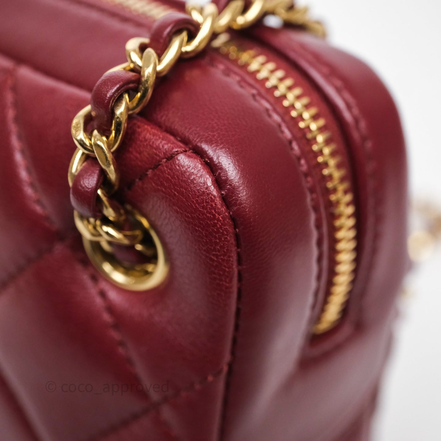 Chanel Small Camera Bag Burgundy Lambskin Gold Hardware