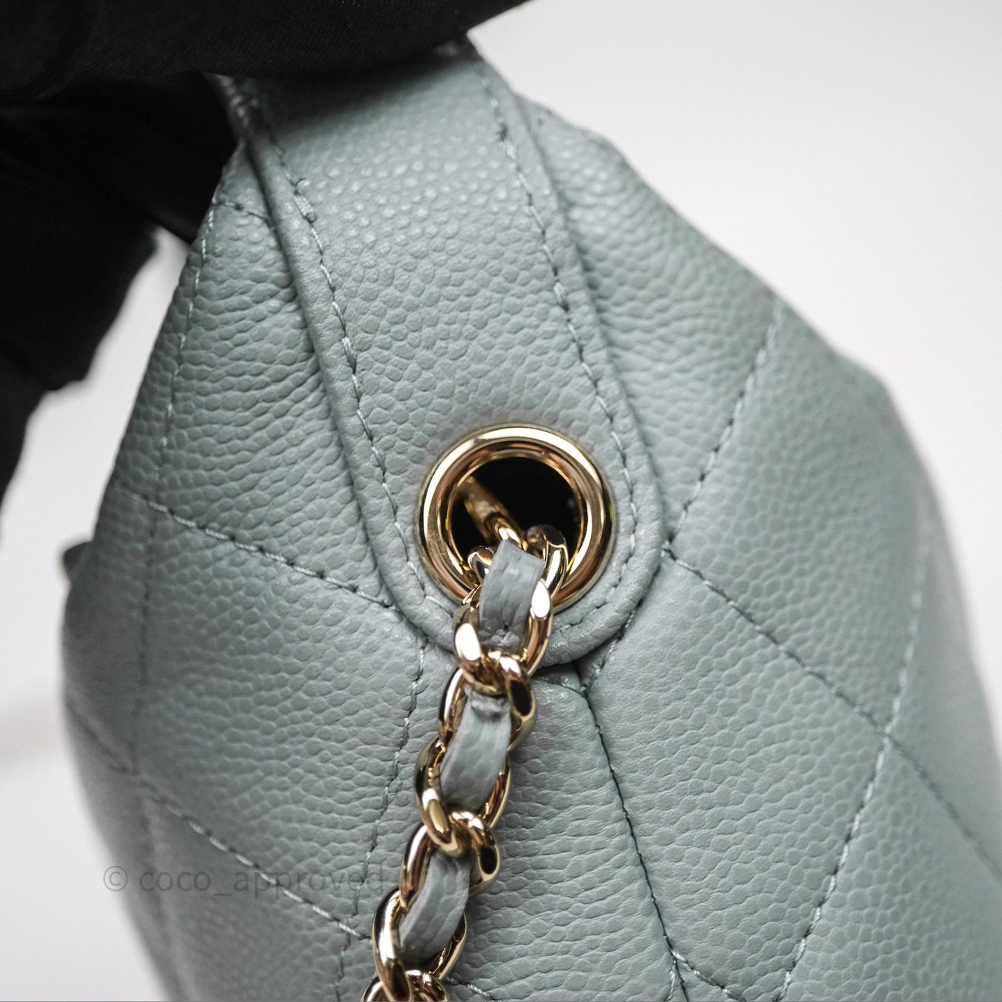 Chanel Hobo With Chain Quilted Tiffany Green Grey Caviar Gold Hardware