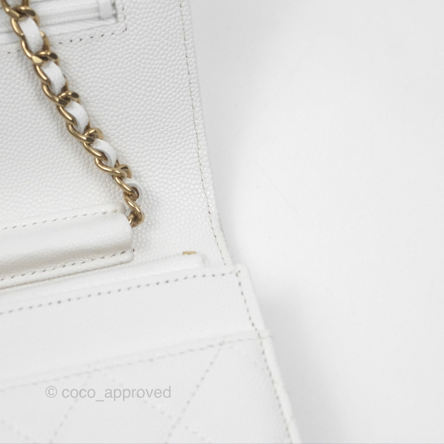 Chanel Quilted Classic Wallet on Chain WOC White Caviar Gold Hardware