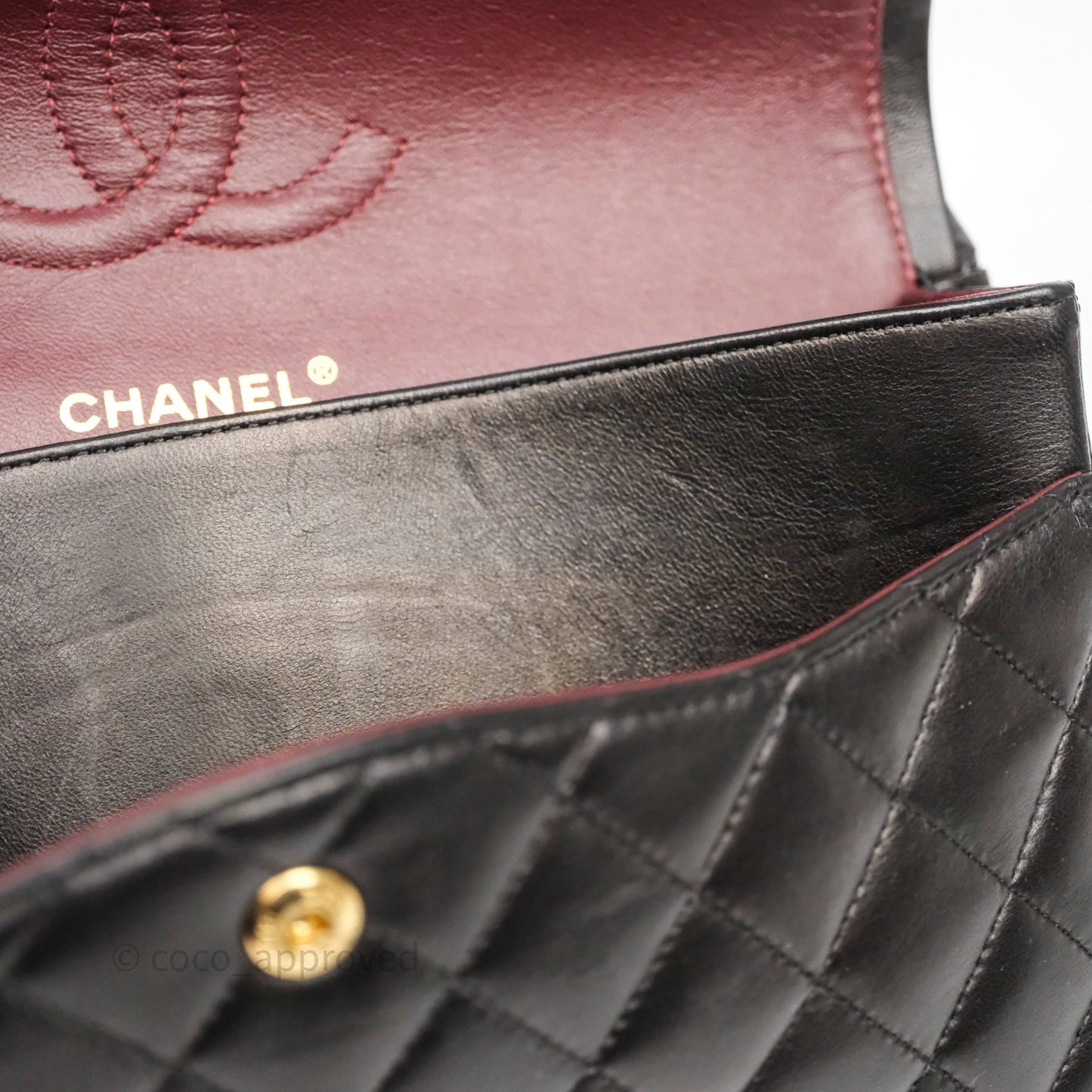 Chanel Classic M/L Medium Flap Quilted Black Lambskin Gold Hardware