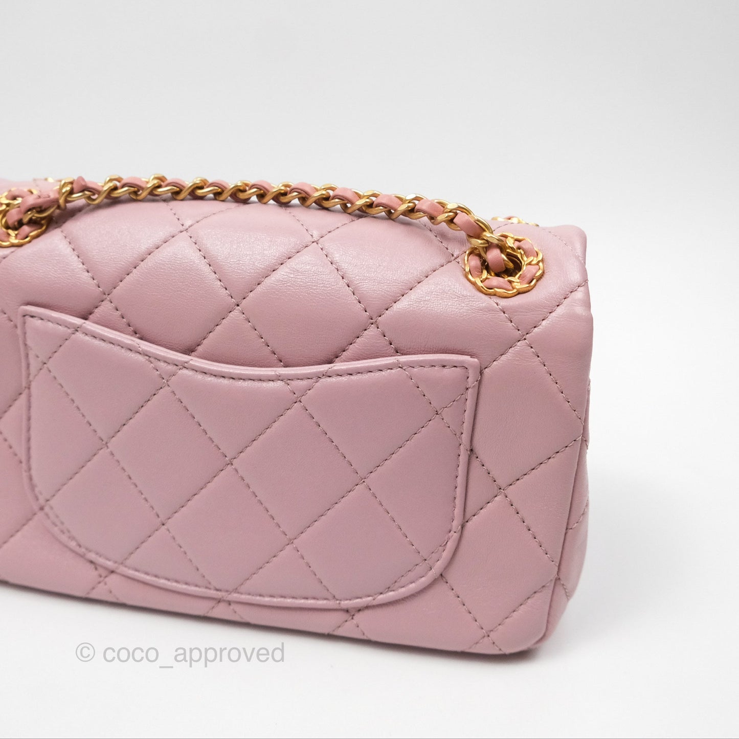 Chanel Flap Bag Dusty Pink Lambskin Aged Gold Hardware 24P