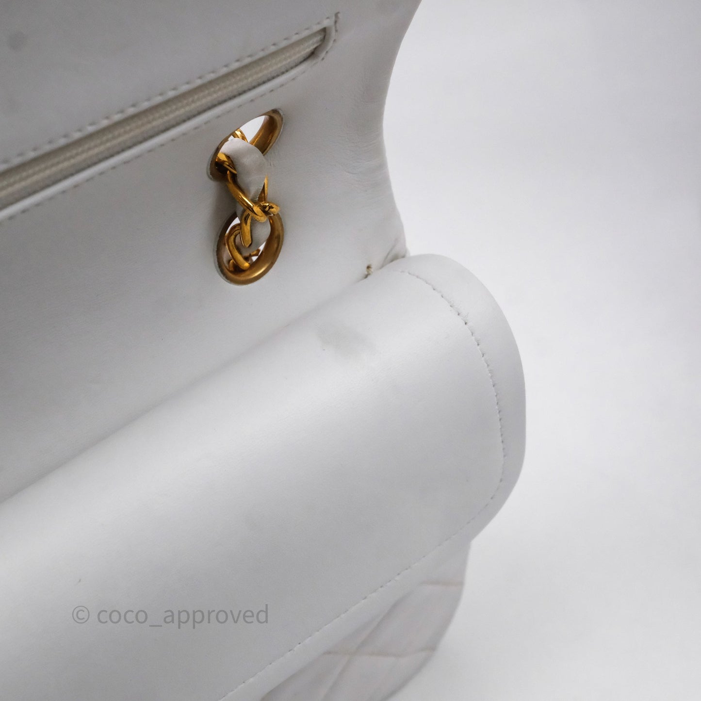 Chanel Classic Vintage Double Flap M/L White Lambskin 24K Gold Hardware