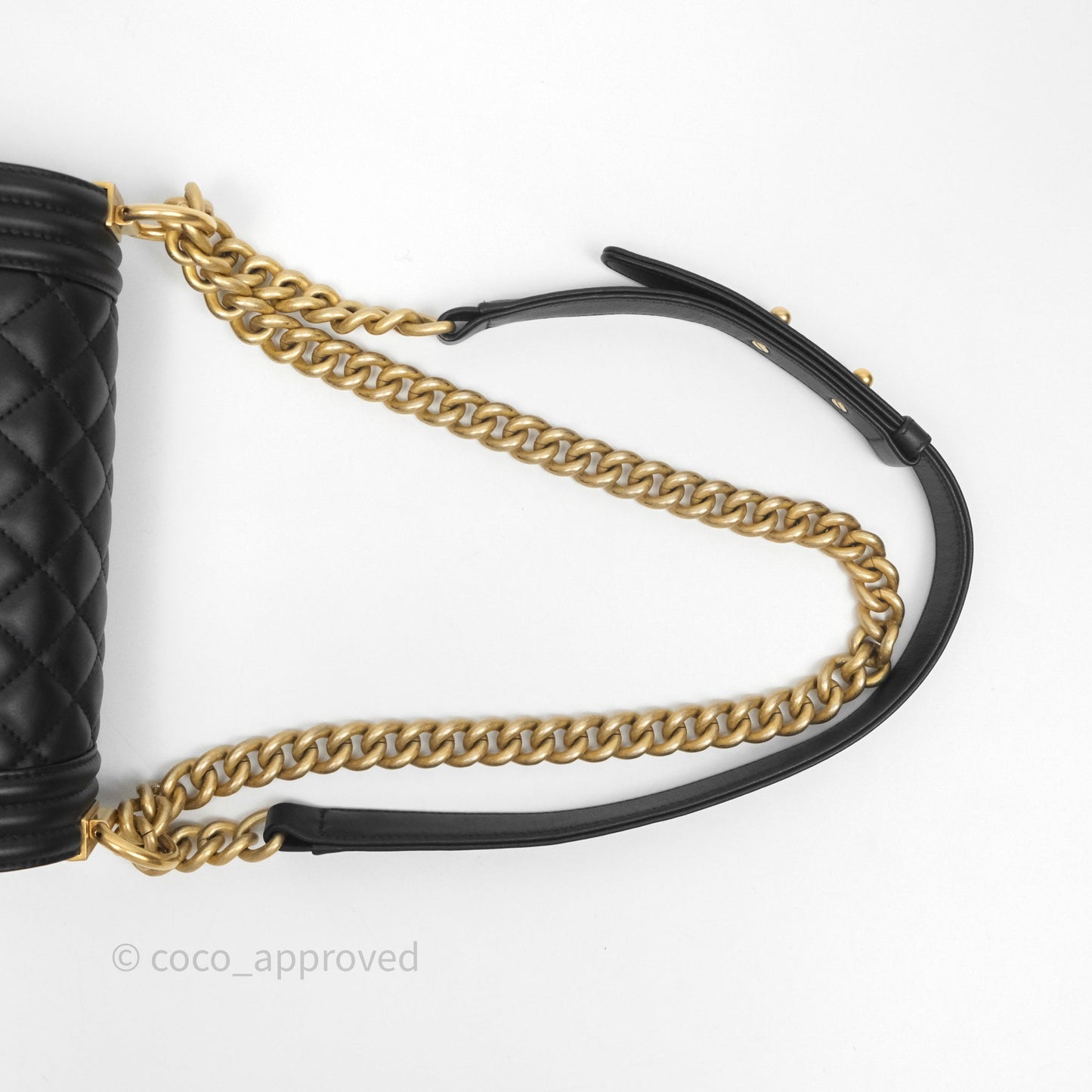 Chanel Small Boy Quilted Black Calfskin Aged Gold Hardware