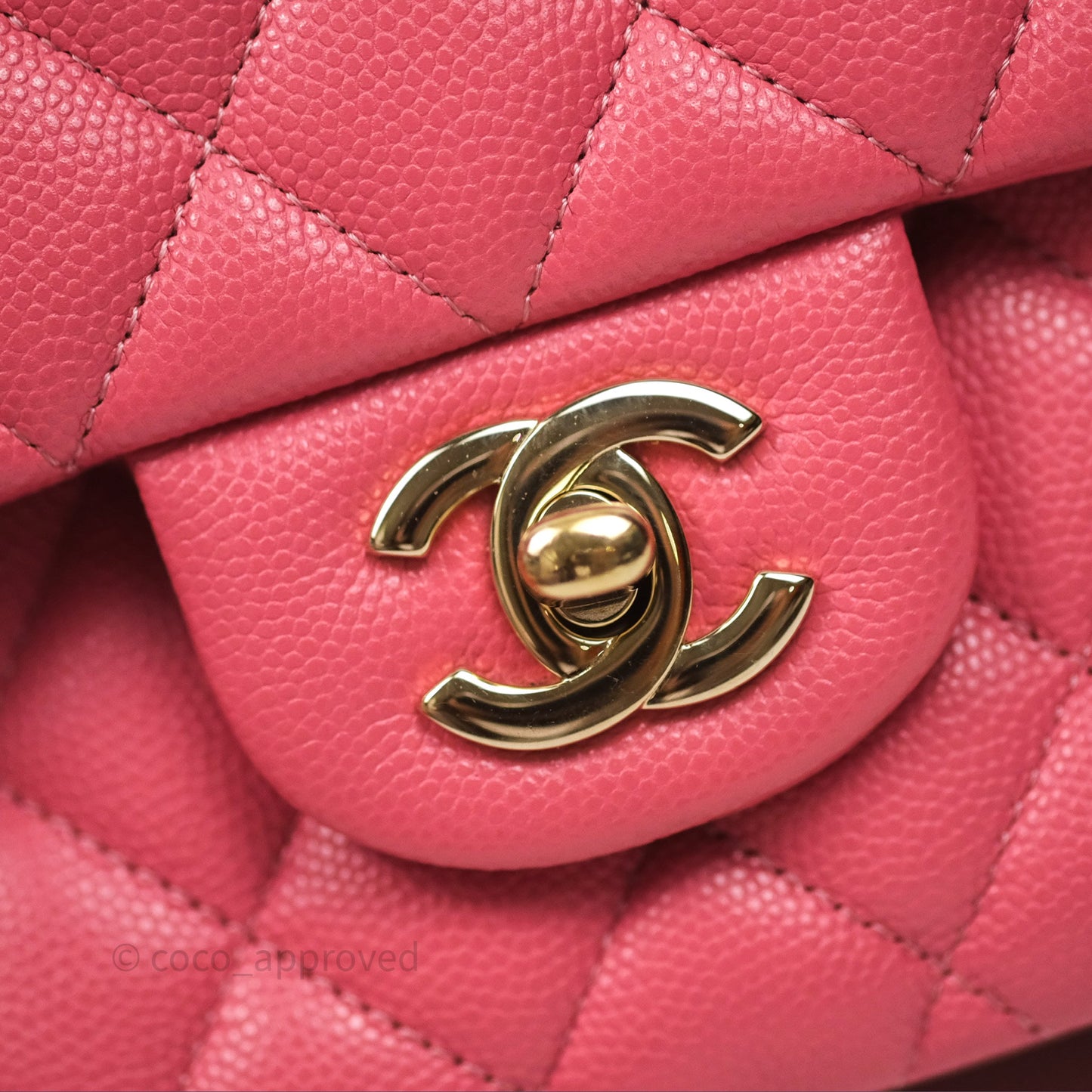 Chanel Classic M/L Medium Flap Quilted Pink Caviar Gold Hardware