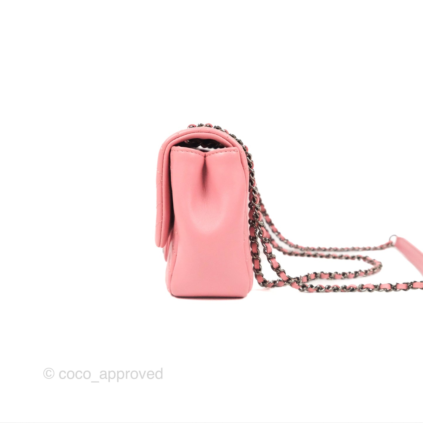 Chanel Small CC Crossing Flap Pink Lambskin Gun Metal Hardware