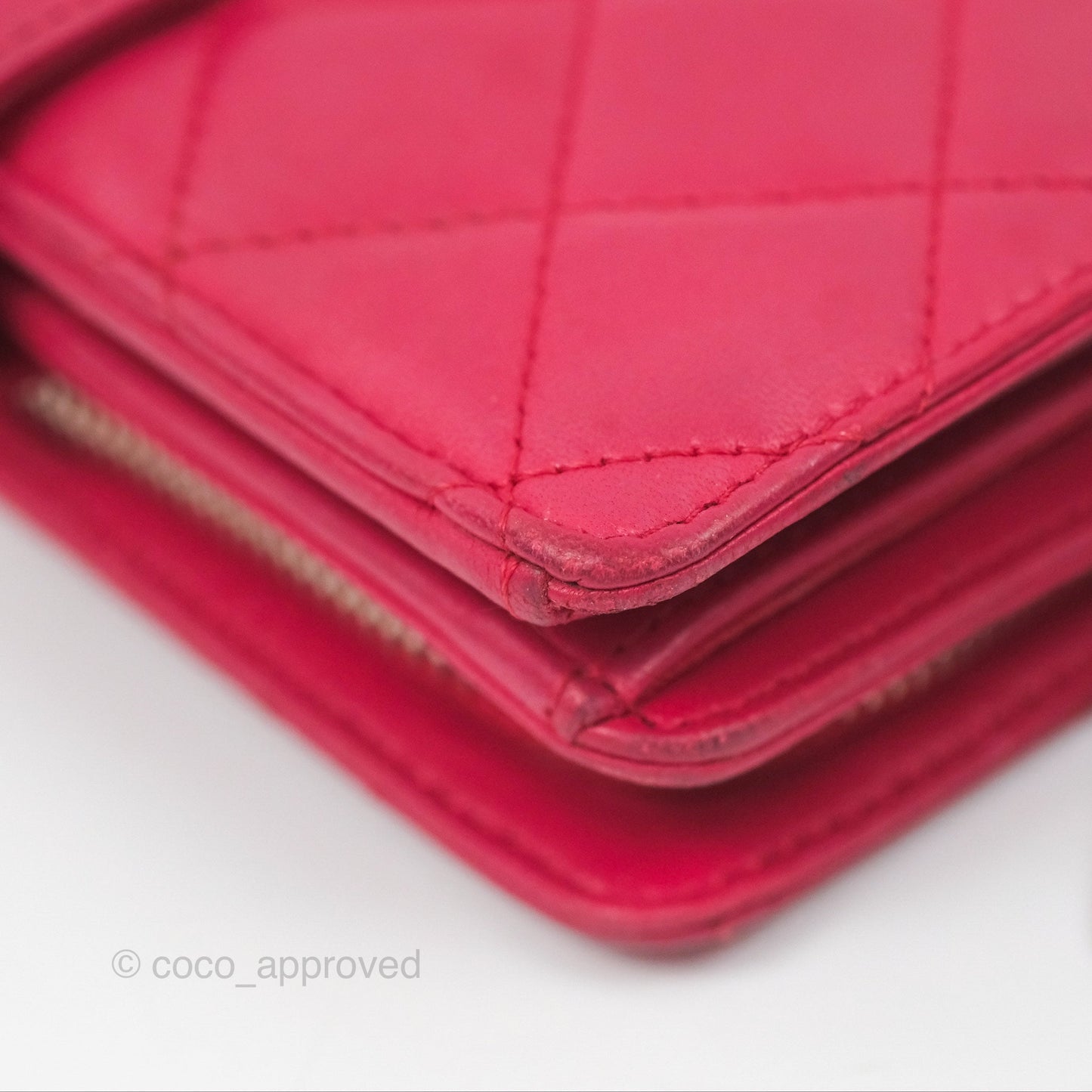 Chanel Quilted Classic French Wallet Lambskin Red Silver Hardware