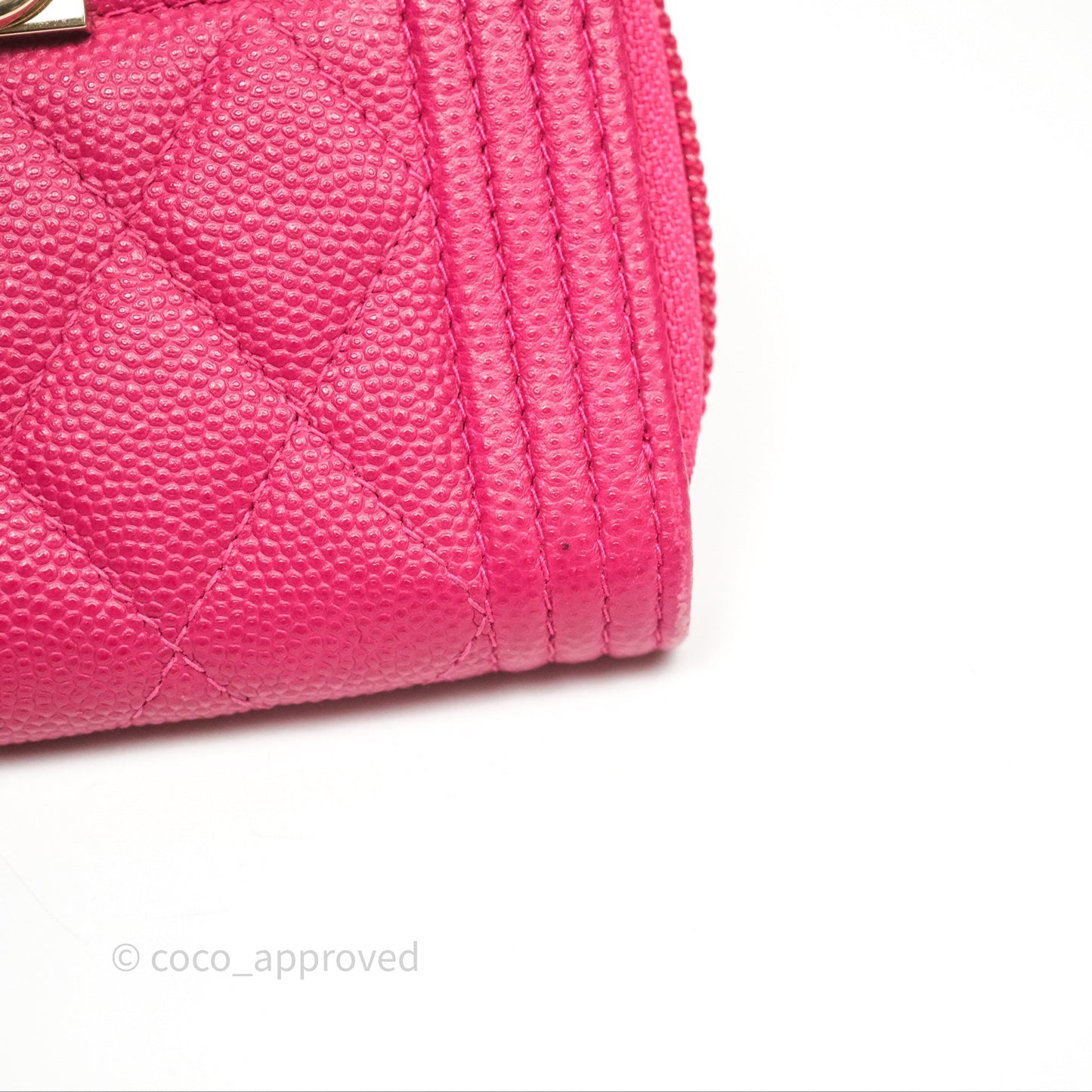 Chanel Boy Zipped Coin Purse Hot Pink Caviar Gold Hardware