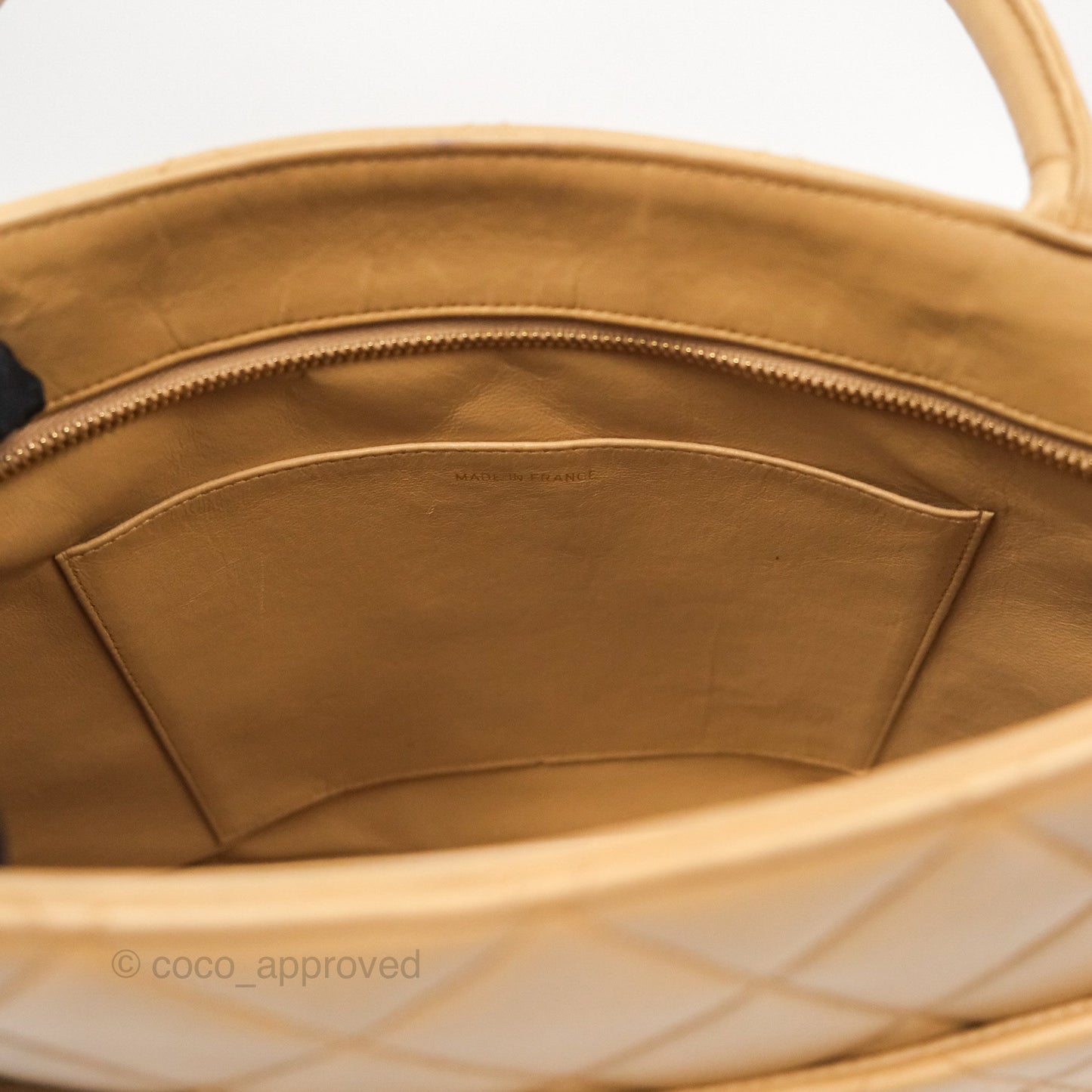Chanel Vintage Medallion CC Beige Lambskin Tote Bag Gold Hardware