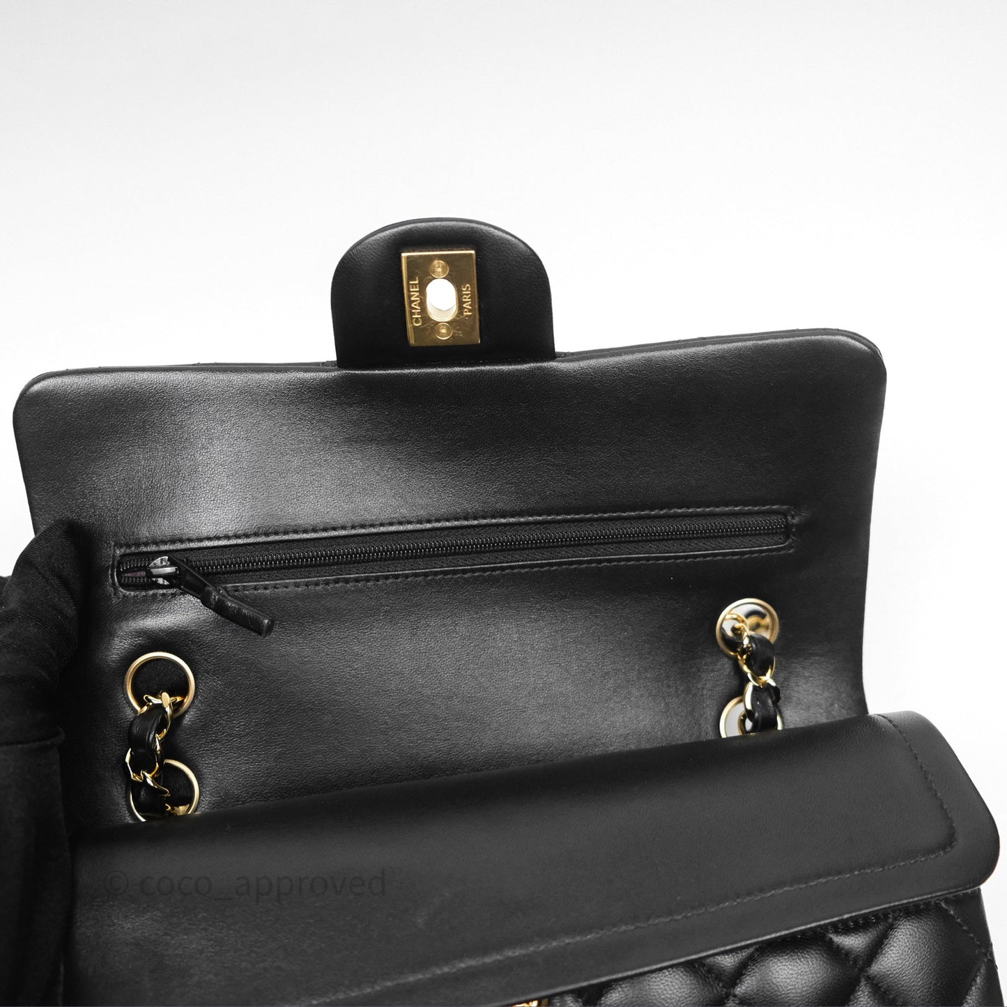Chanel Small Classic Flap Quilted Black Lambskin Gold Hardware