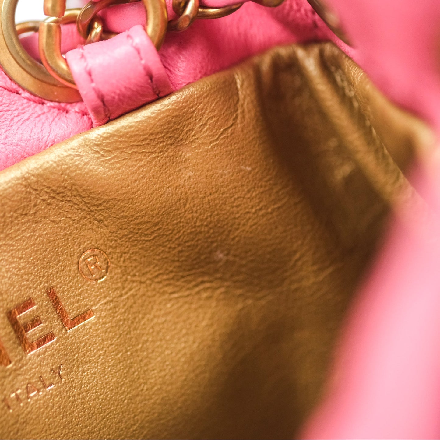 Chanel Pearl Crush Drawstring Bucket Bag Pink Lambskin Aged Gold Hardware