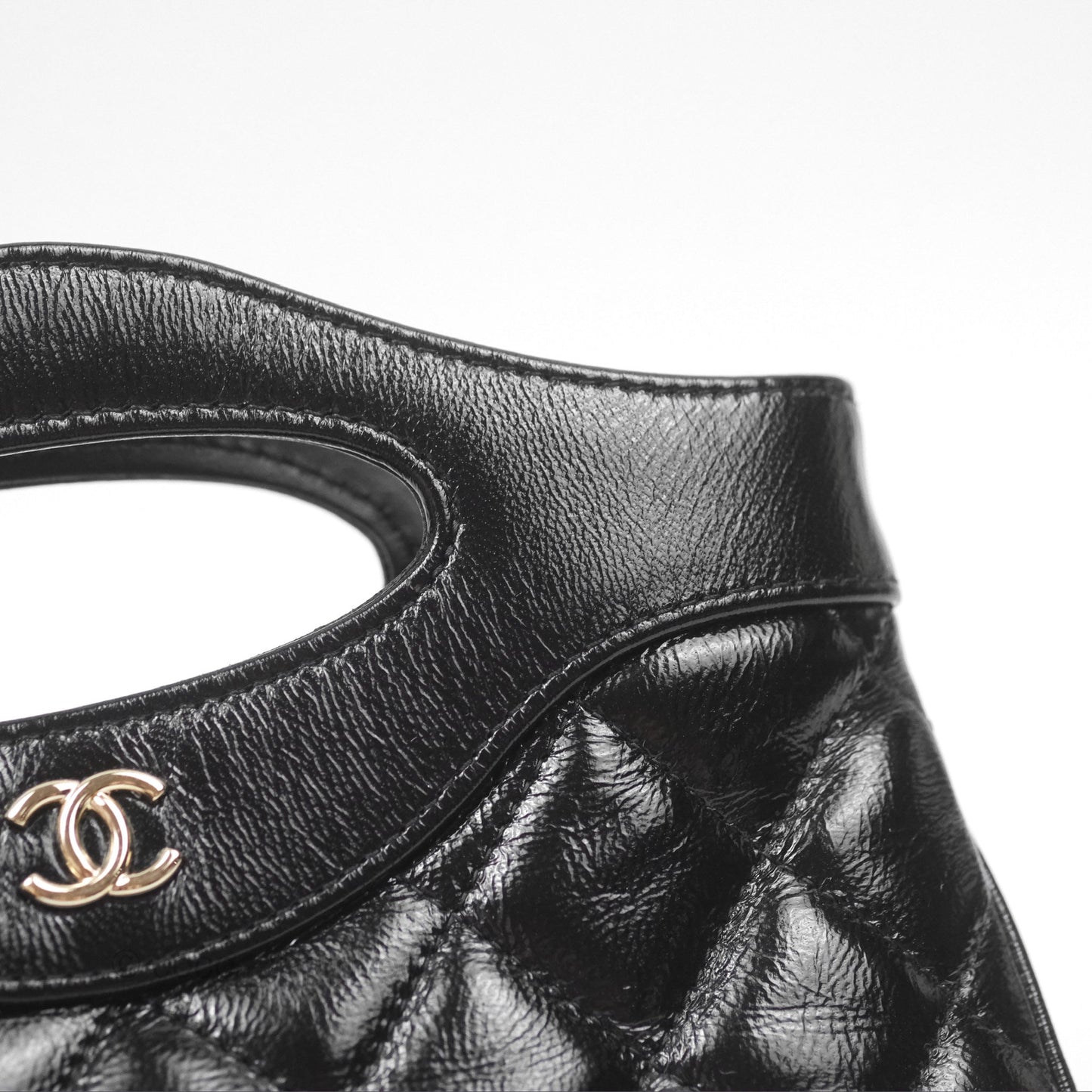 Chanel Nano 31 Black Shiny Lambskin Gold Hardware