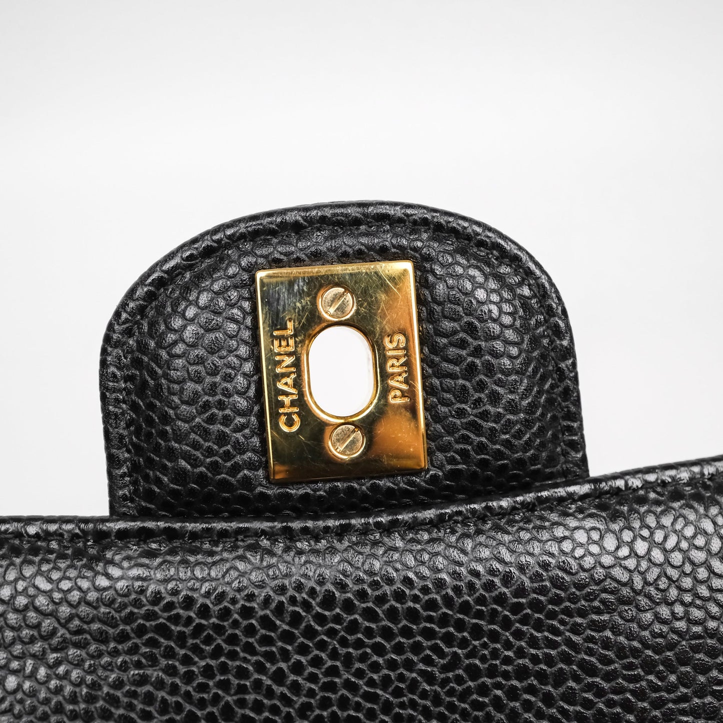 Chanel Classic M/L Medium Flap Quilted Black Caviar Gold Hardware