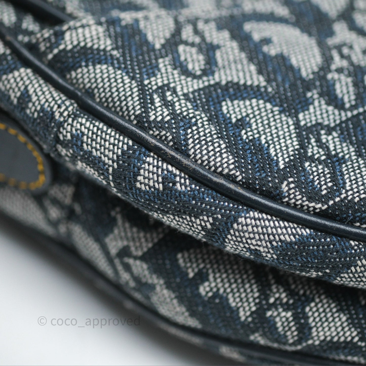 Christian Dior Vintage Saddle Bag Blue Oblique Jacquard Gold Hardware