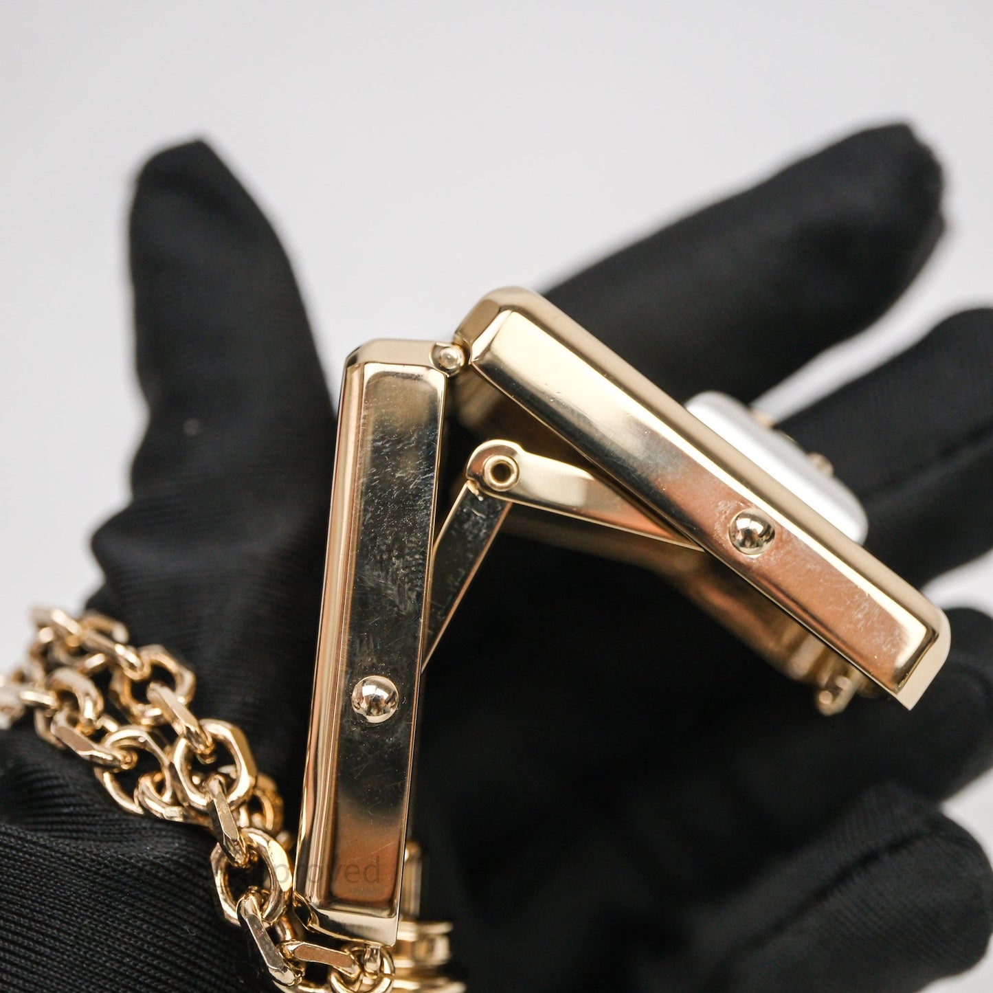 Chanel CC Pearl Perfume Bottle Locket Long Necklace Gold Tone 22S