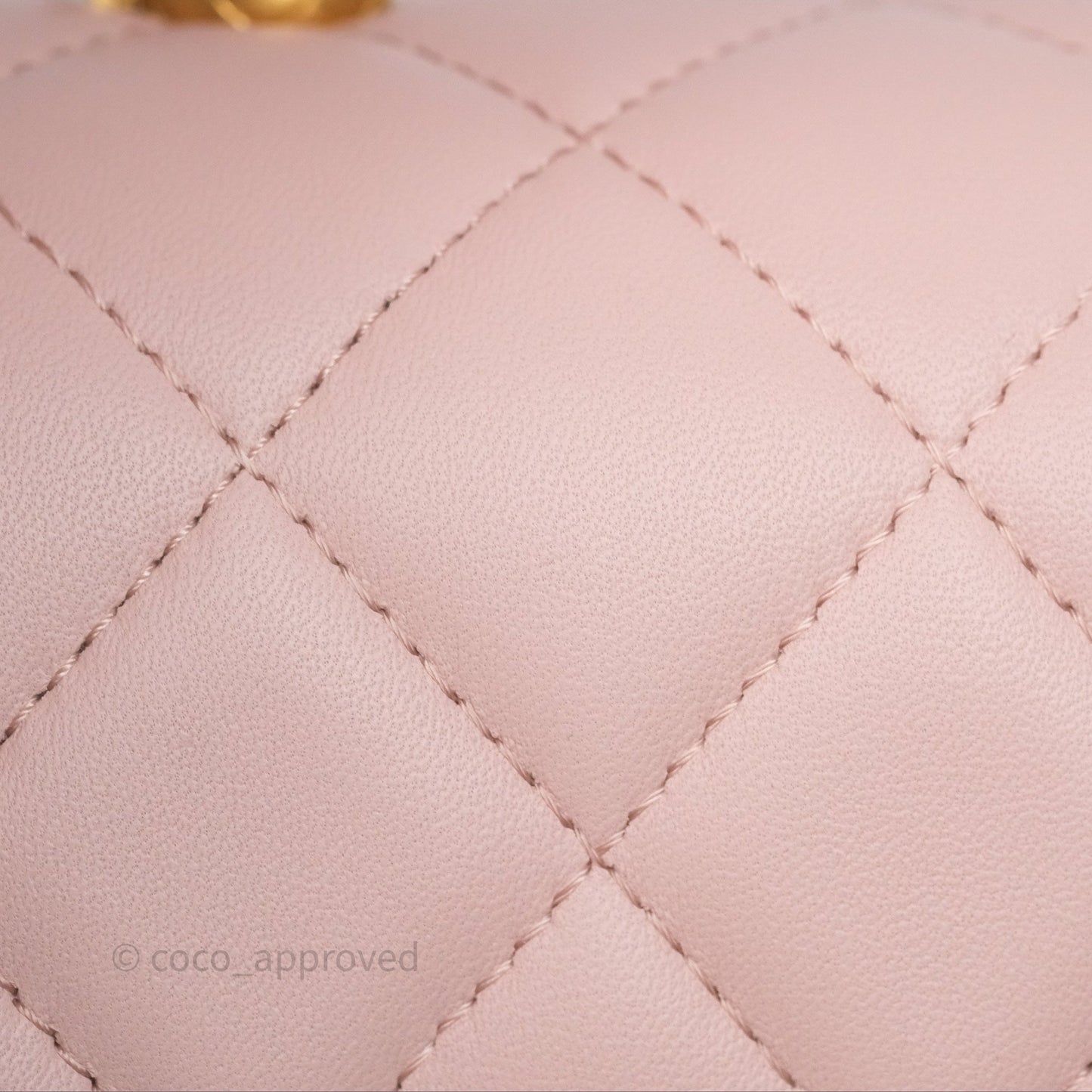 Chanel Top Handle Flap Bag Pink Lambskin Aged Gold Hardware 23S