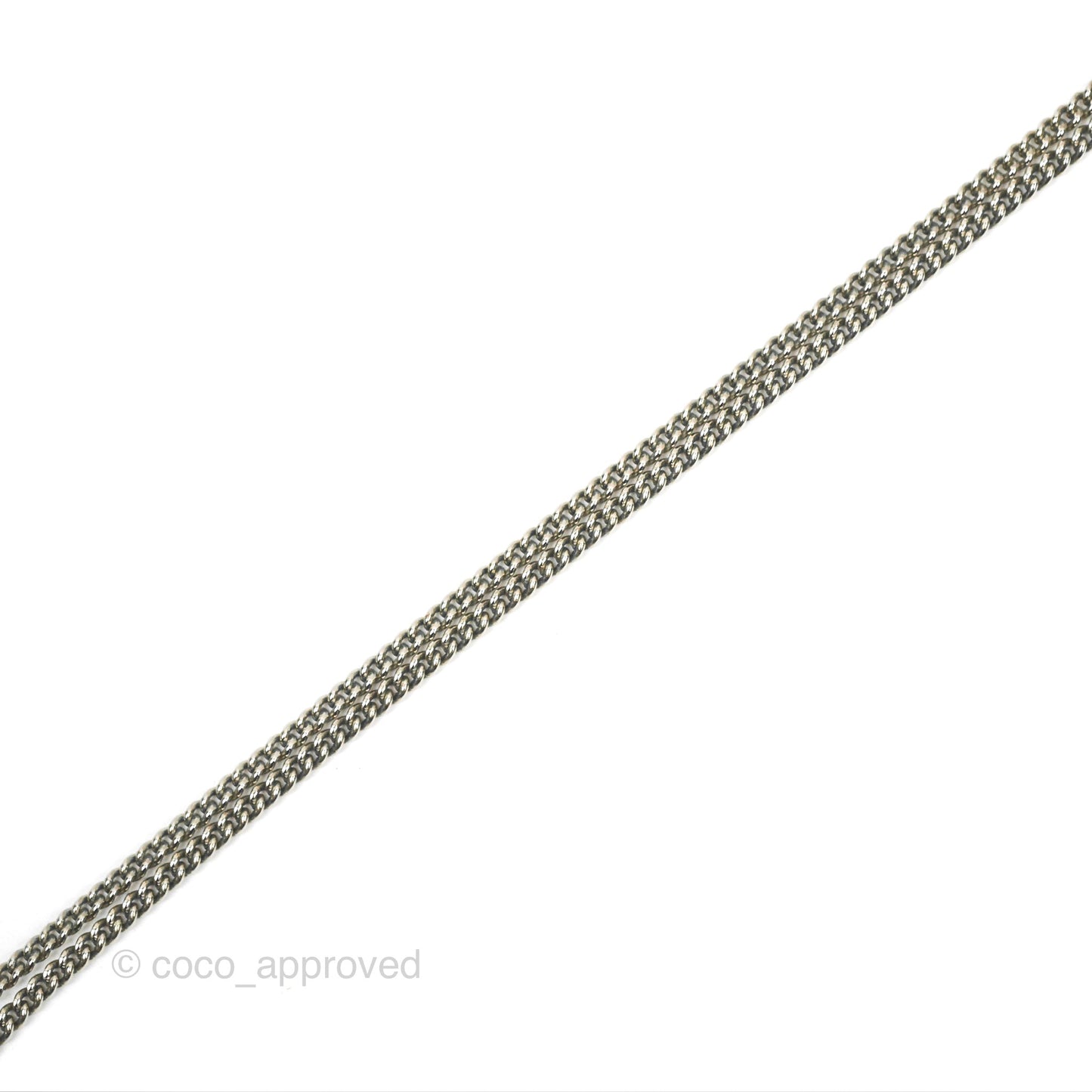 Chanel CC Pearl Necklace Silver Tone 11V