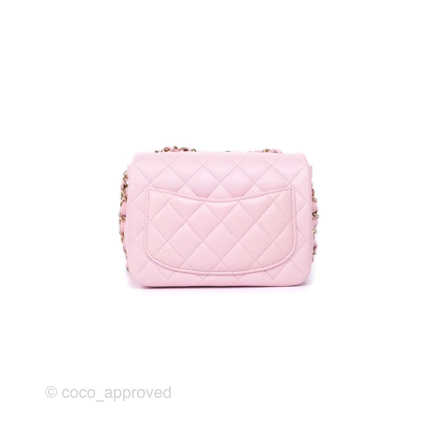 Chanel Mini Square Flap Quilted Pink Lambskin Gold Hardware