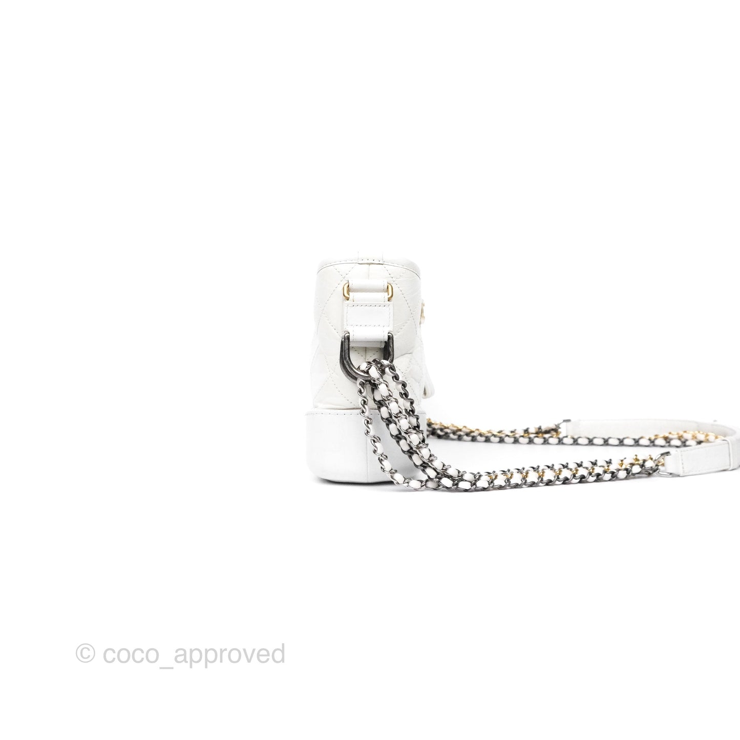 Chanel Small Gabrielle Hobo Quilted White Aged Calfskin