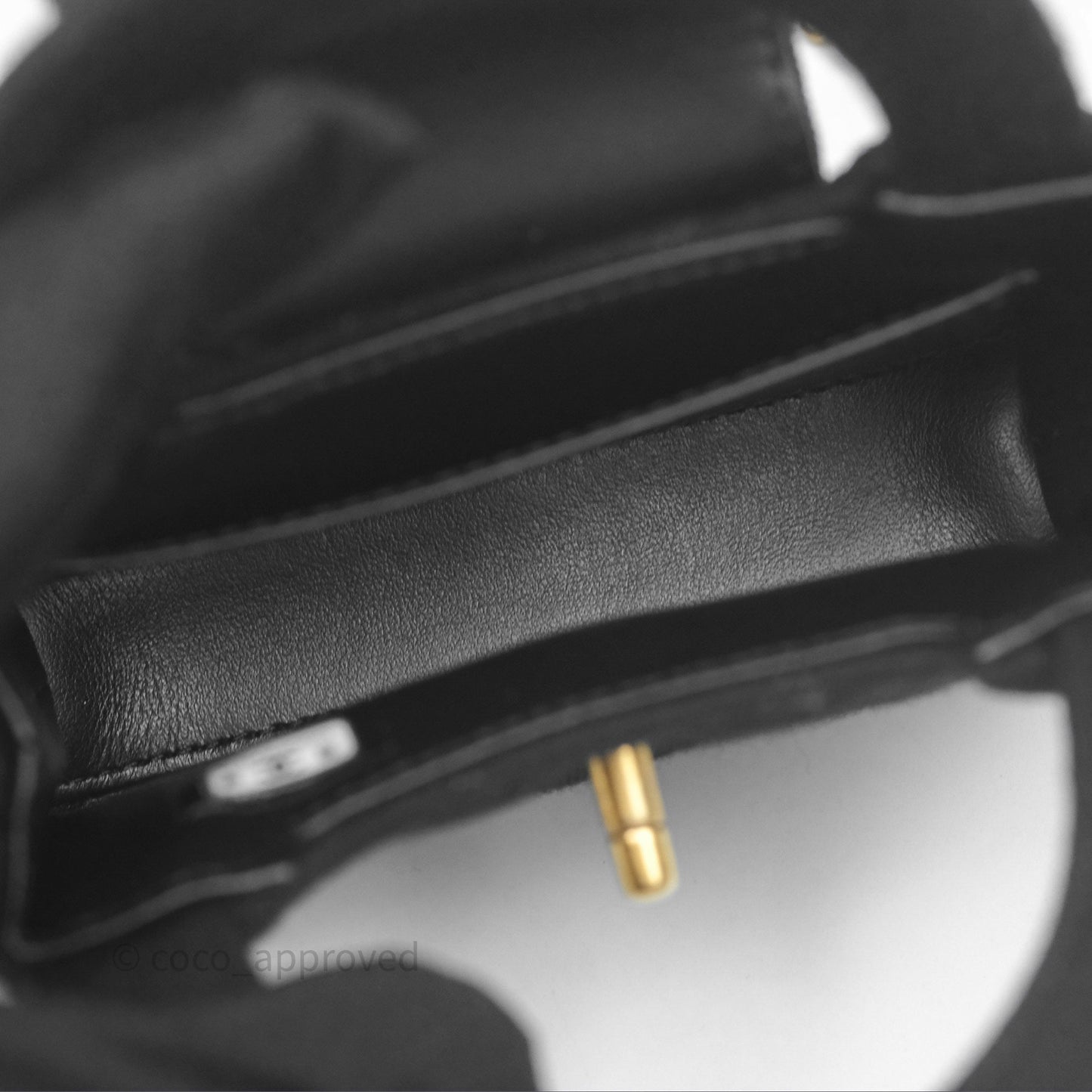 Chanel Mini Nano Kelly Bag Black Jersey Aged Gold Hardware 23K